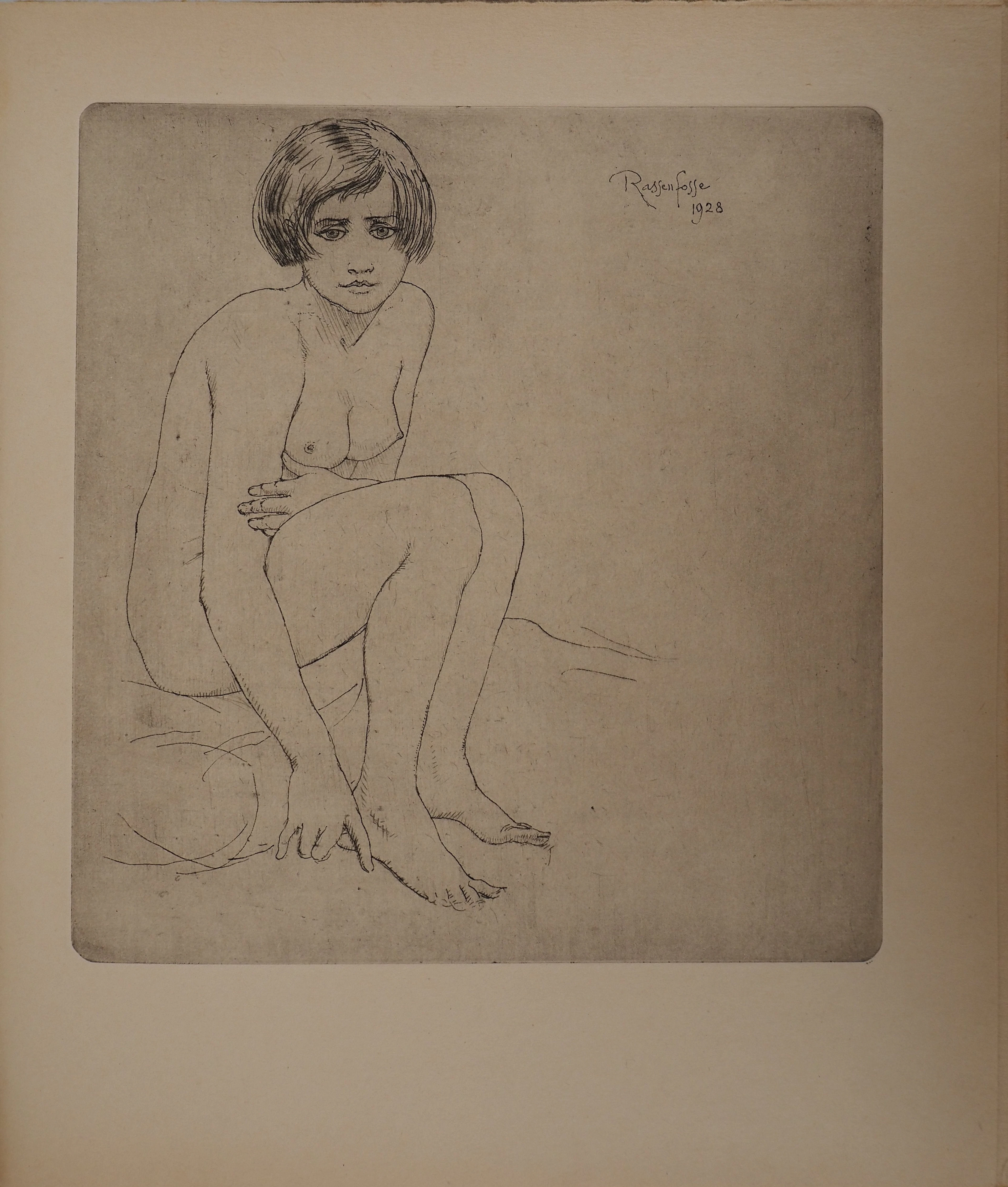 Armand RASSENFOSSE : Nu au cheveux courts, Gravure originale signée