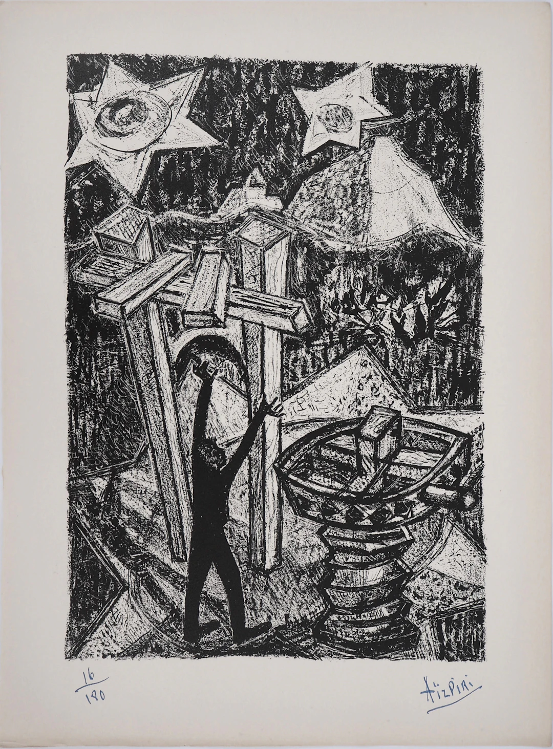 Paul AÏZPIRI - Cité des étoiles, 1950 - Lithographie originale signée