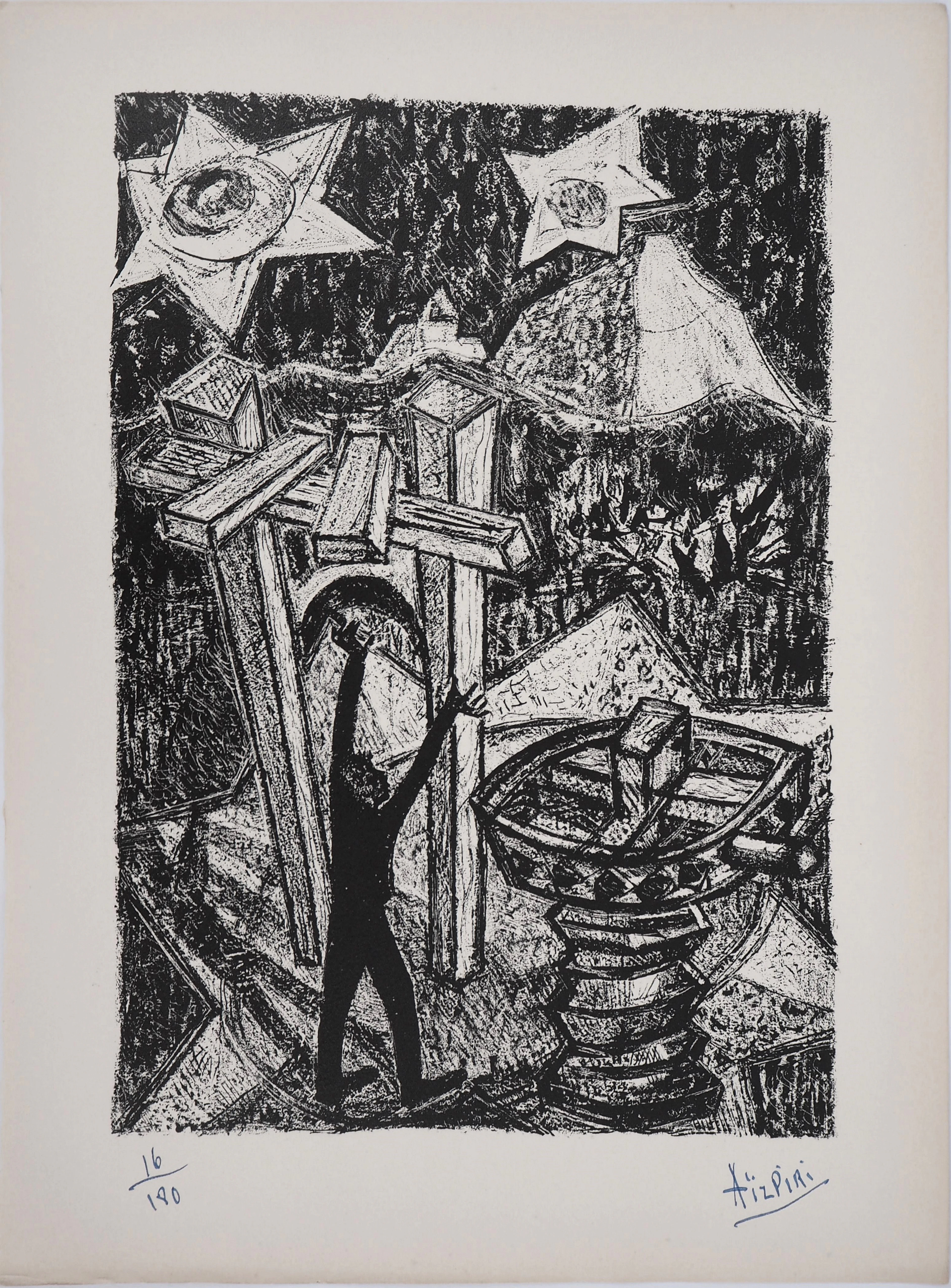 Paul AÏZPIRI - Cité des étoiles, 1950 - Lithographie originale signée