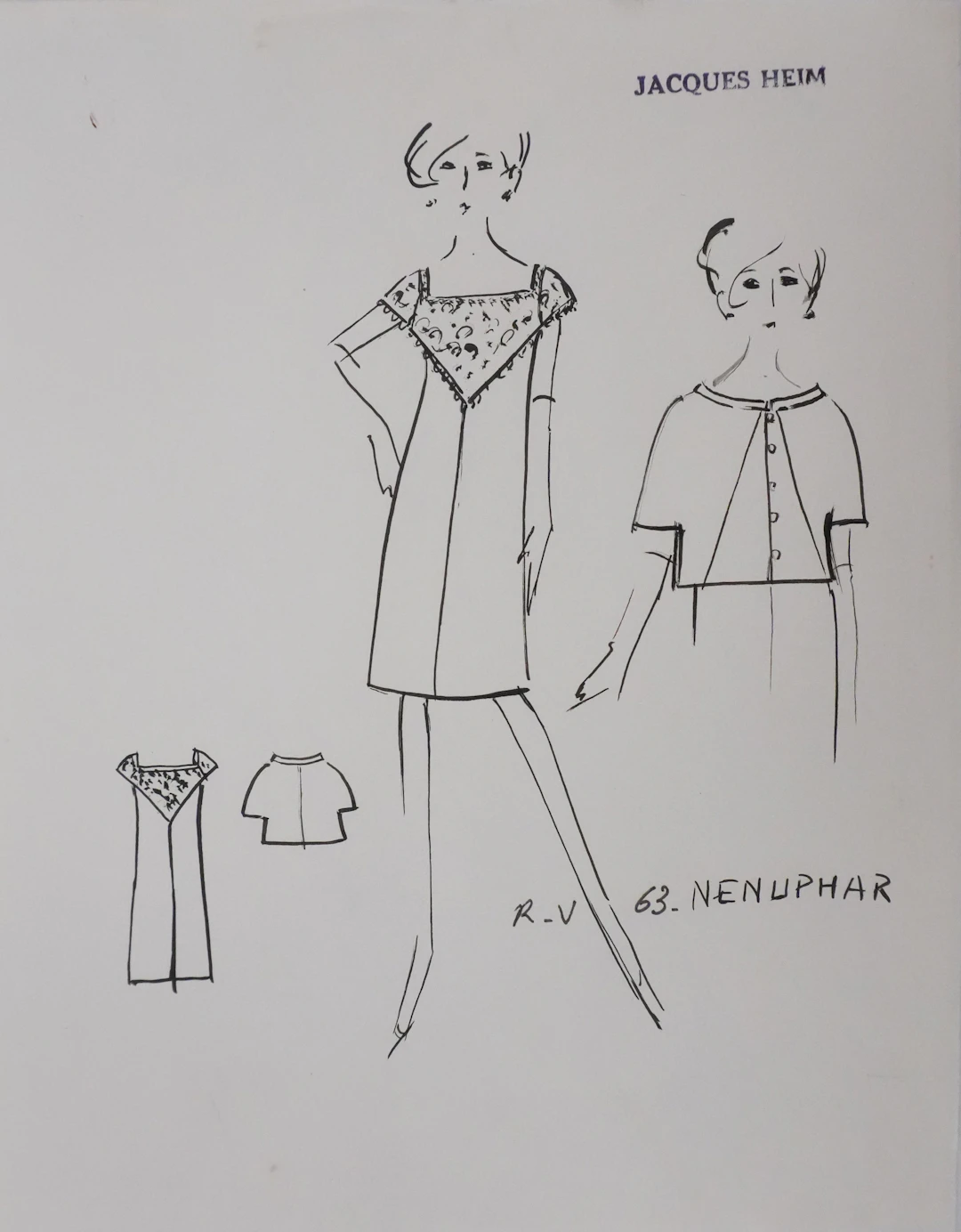 Jacques HEIM : Robe Nenuphar, Dessin original signé