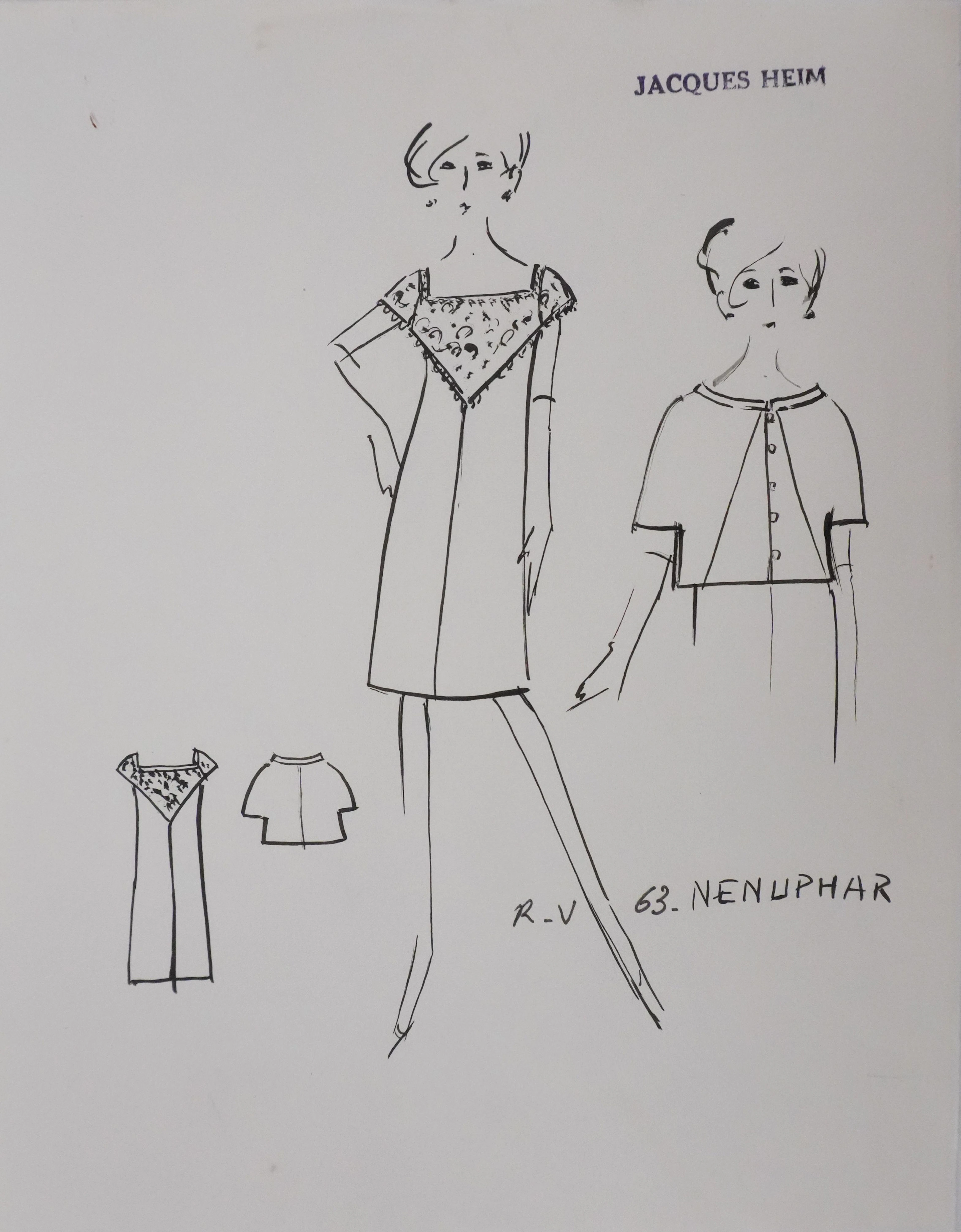 Jacques HEIM : Robe Nenuphar, Dessin original signé