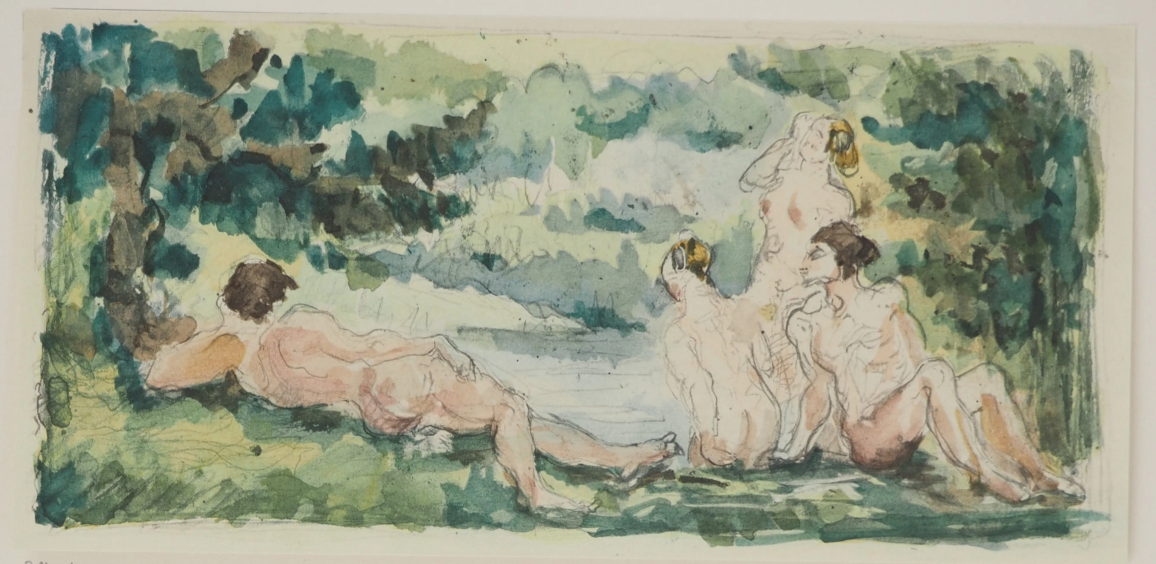Paul CEZANNE : Baigneurs se reposant, Lithographie et pochoir