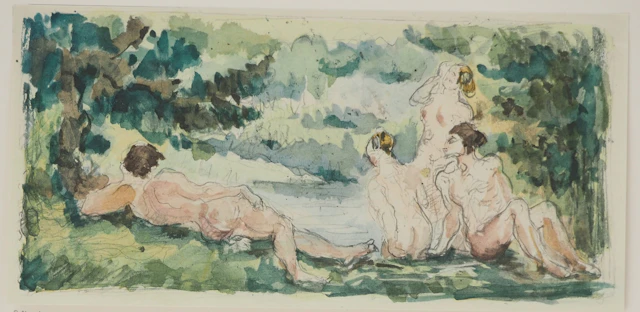 Paul CEZANNE : Baigneurs se reposant, Lithographie et pochoir