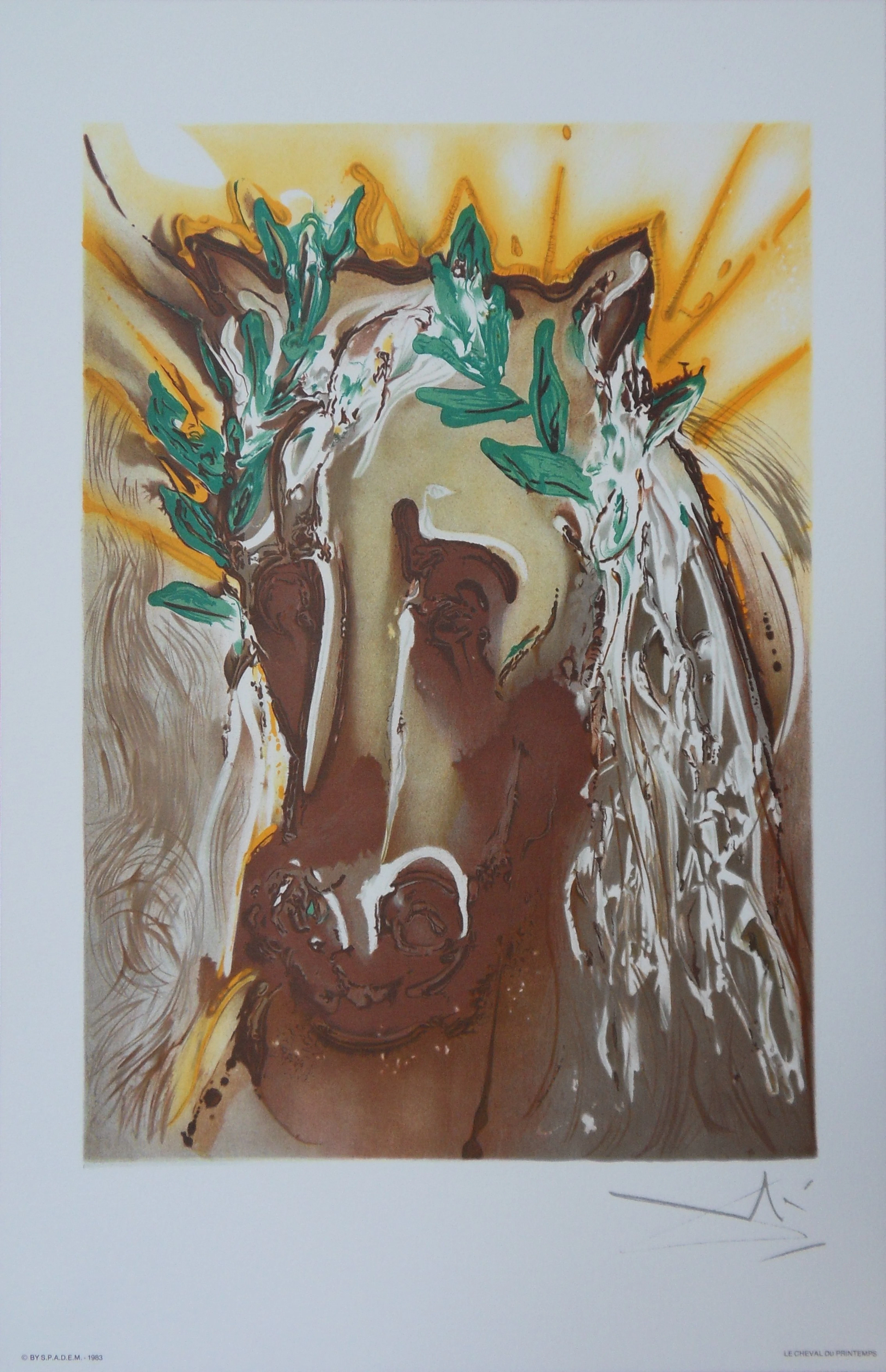 Salvador DALI : Les Chevaux, Le Cheval de Printemps - Lithographie signée