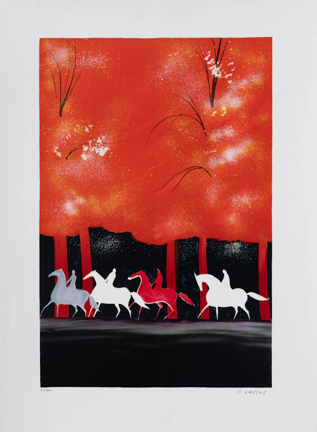 Serge LASSUS : Promenade en été, Lithographie originale signée