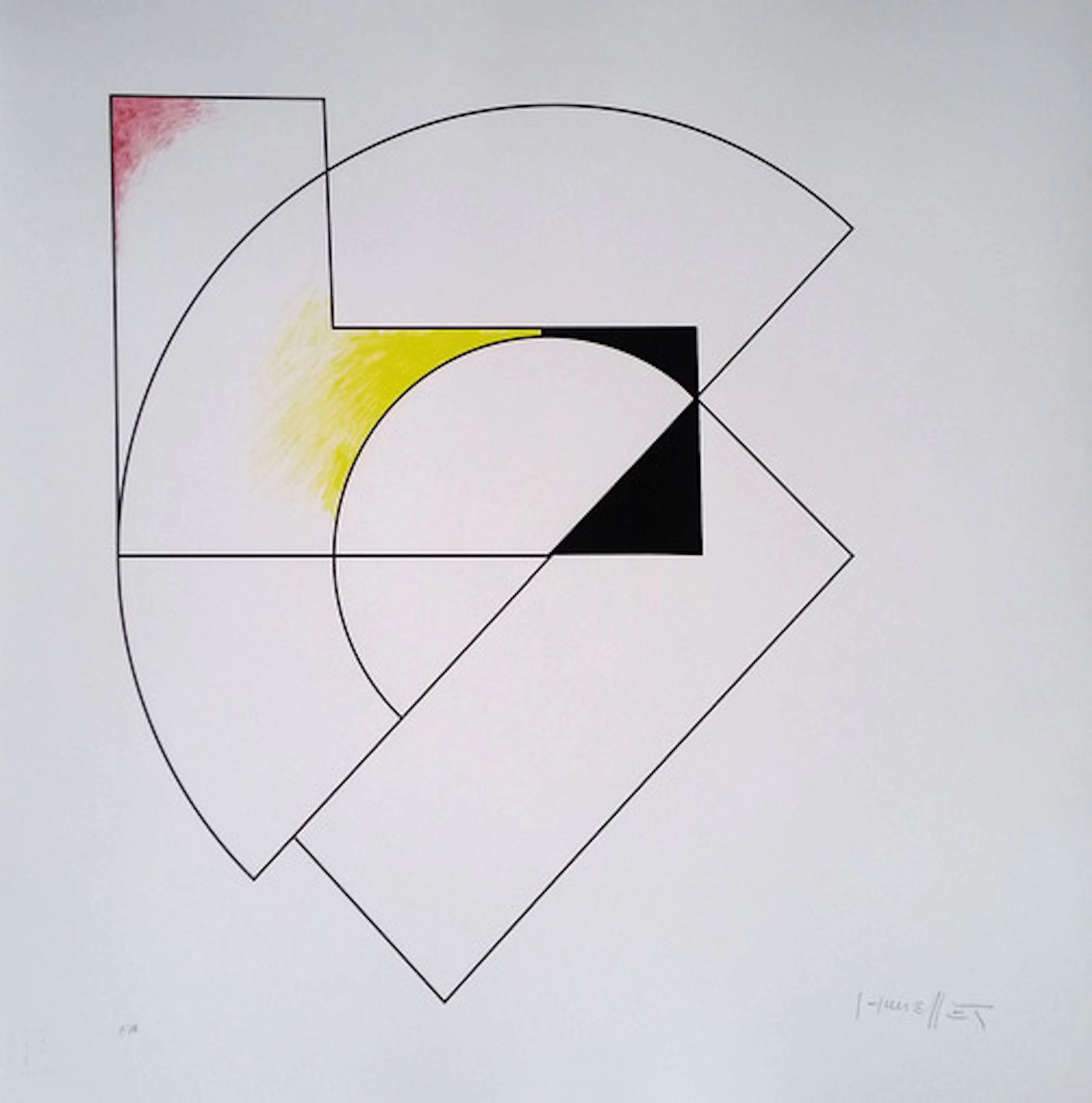 Gottfried HONEGGER - Composition géométrique (rouge, jaune, noir)