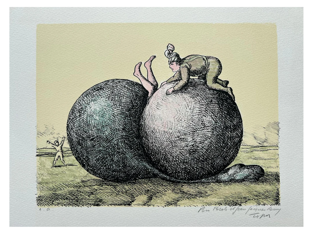 Roland TOPOR - Les boules, 1973, Lithographie originale signée et numérotée