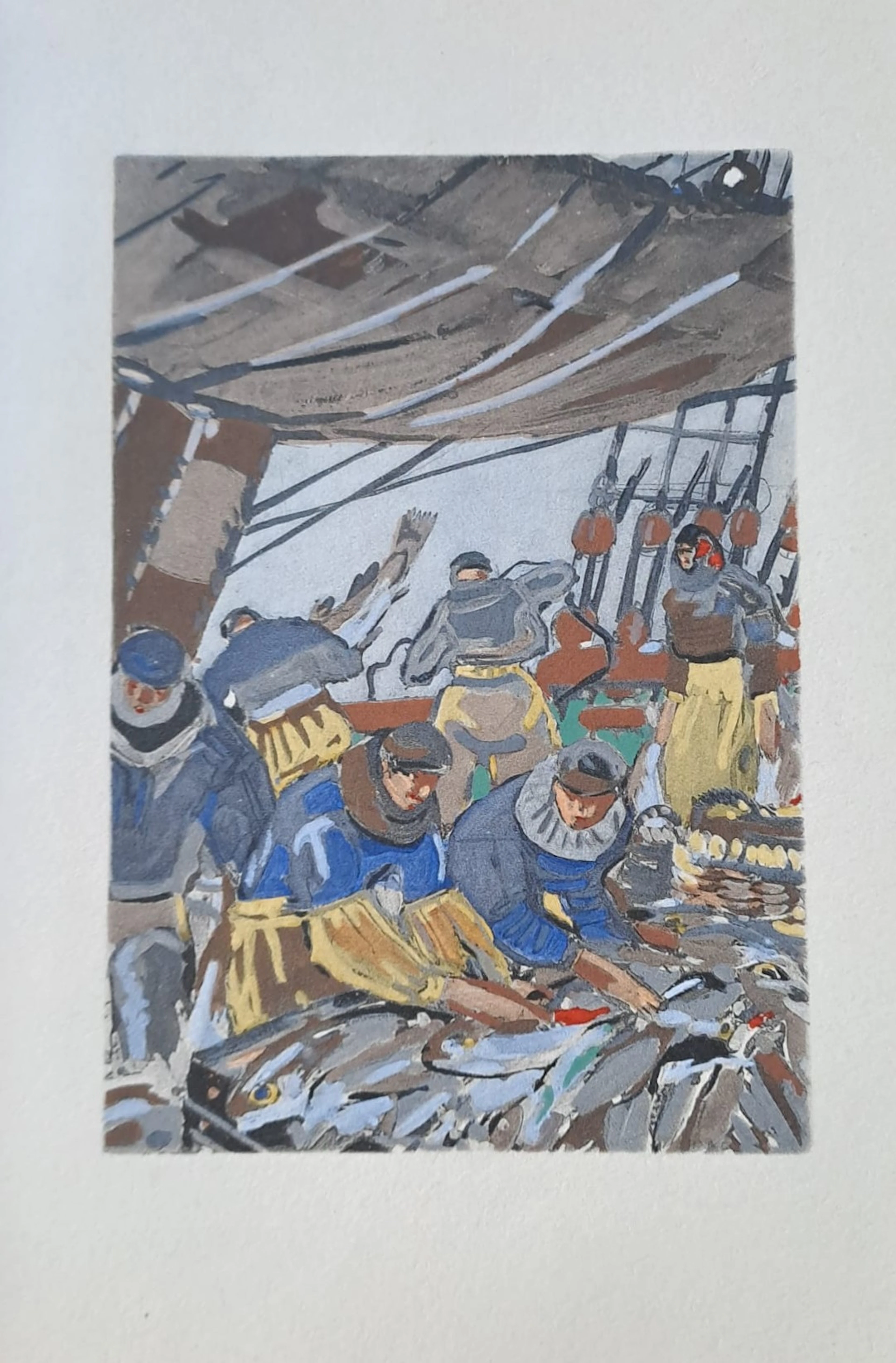 Mathurin Méheut (d’après) - Tri du poisson sur le pont - Phototypie