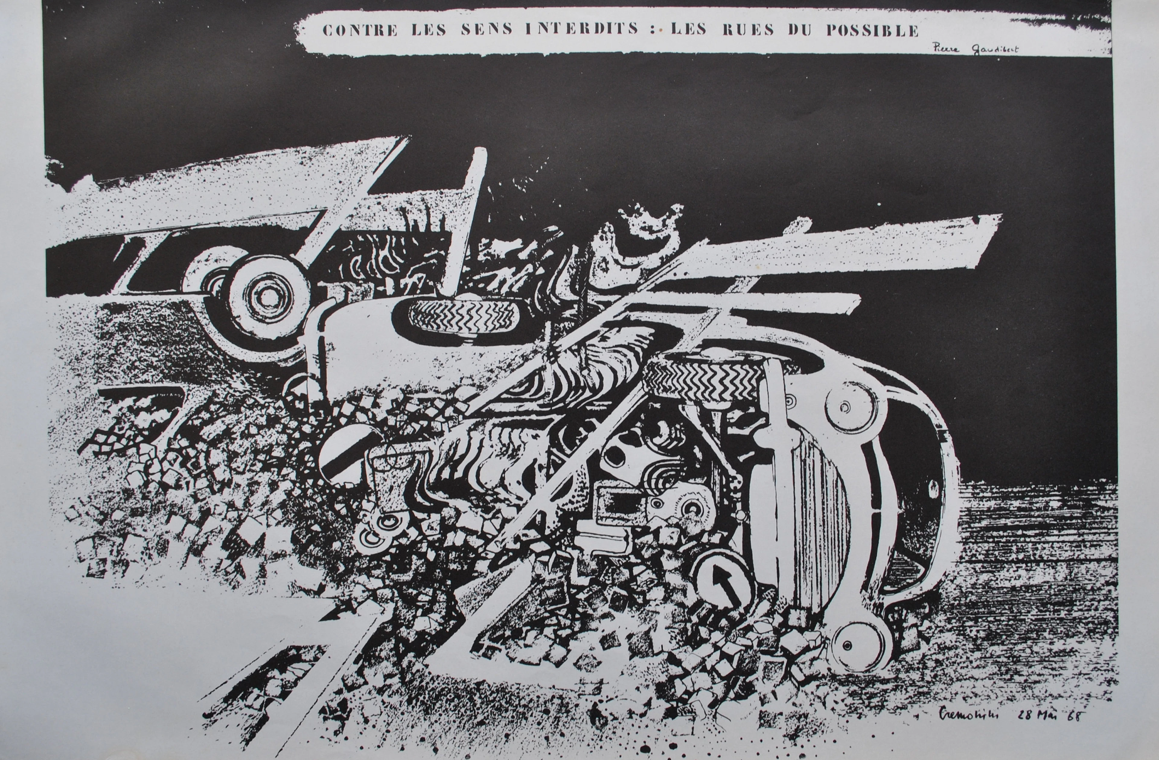 Leonardo CREMONINI : Contre les sens interdits, affiche Mai 68 originale signée