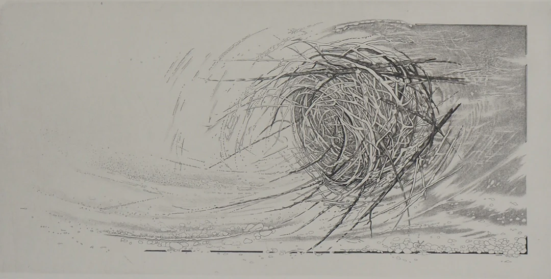 Hélène Nué - Force du vent - Gravure originale signée
