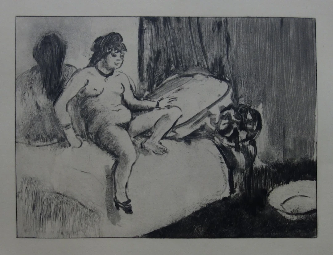 Edgar DEGAS (d’après) : La chambre au miroir - Gravure originale, 1935