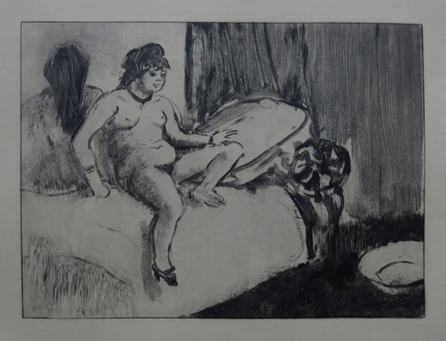 Edgar DEGAS (d’après) : La chambre au miroir - Gravure originale, 1935