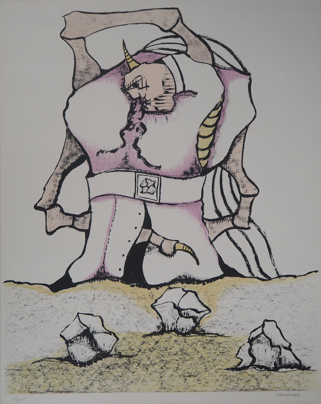 Jorge CAMACHO - Colosse de Pierre - Lithographie originale, signée au crayon