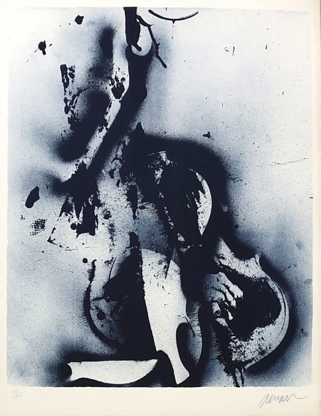 ARMAN - Violons bleus - Lithographie originale signée