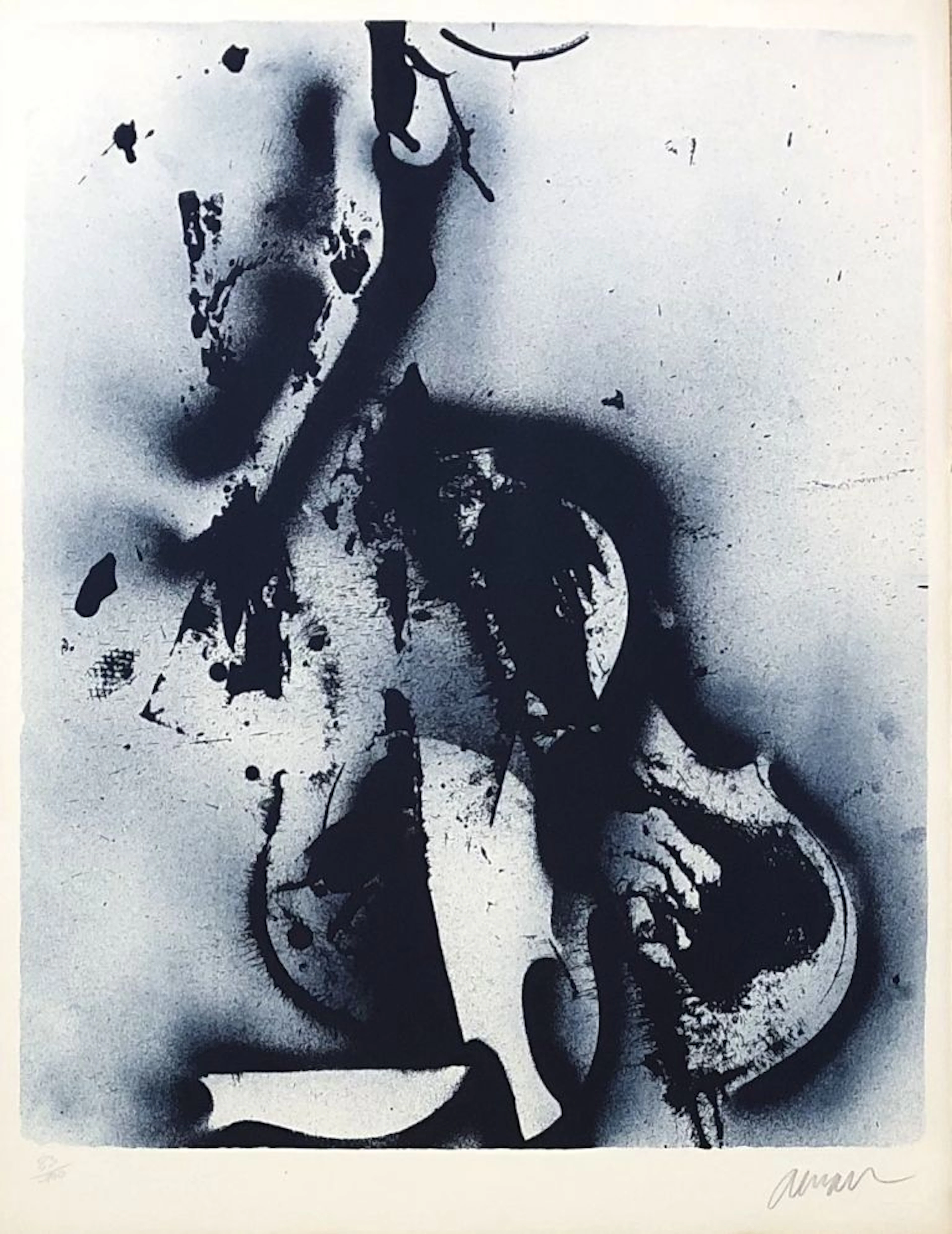 ARMAN - Violons bleus - Lithographie originale signée