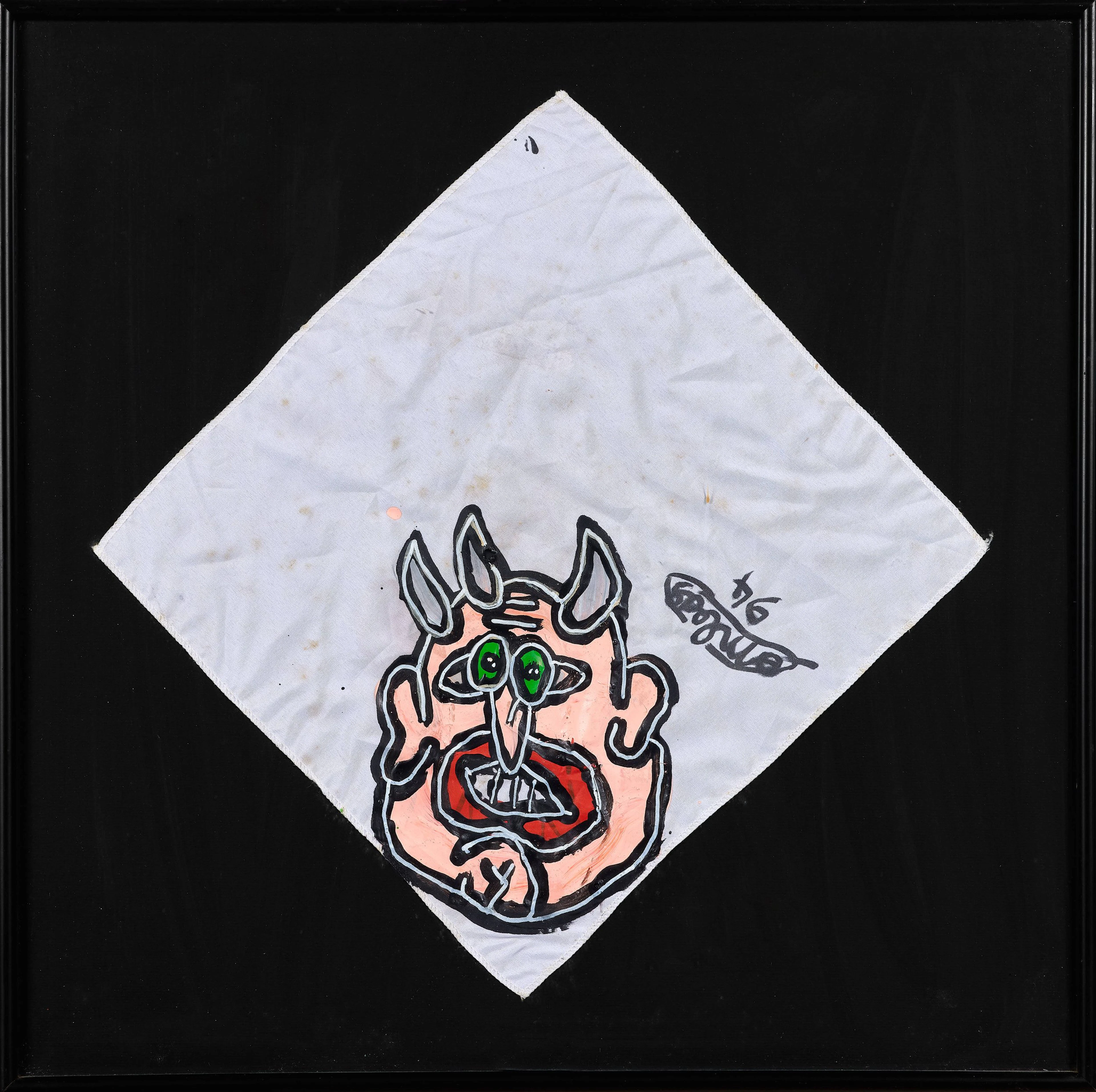 Robert Combas- Tête de monstre rose - 1994 - Acrylique sur tissu