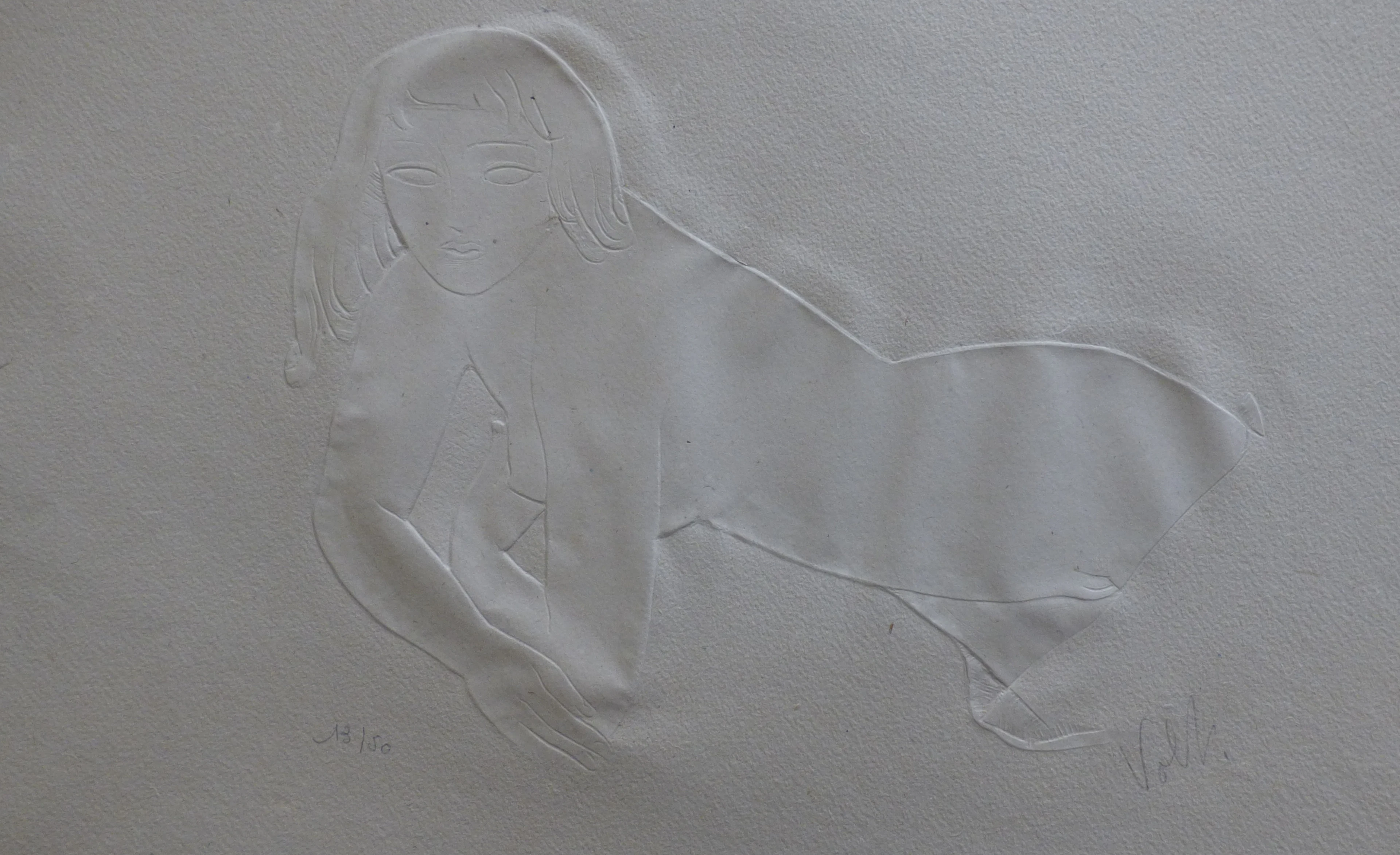 Antoniucci VOLTI - Nu allongé, 1970 - Gaufrage signé au crayon