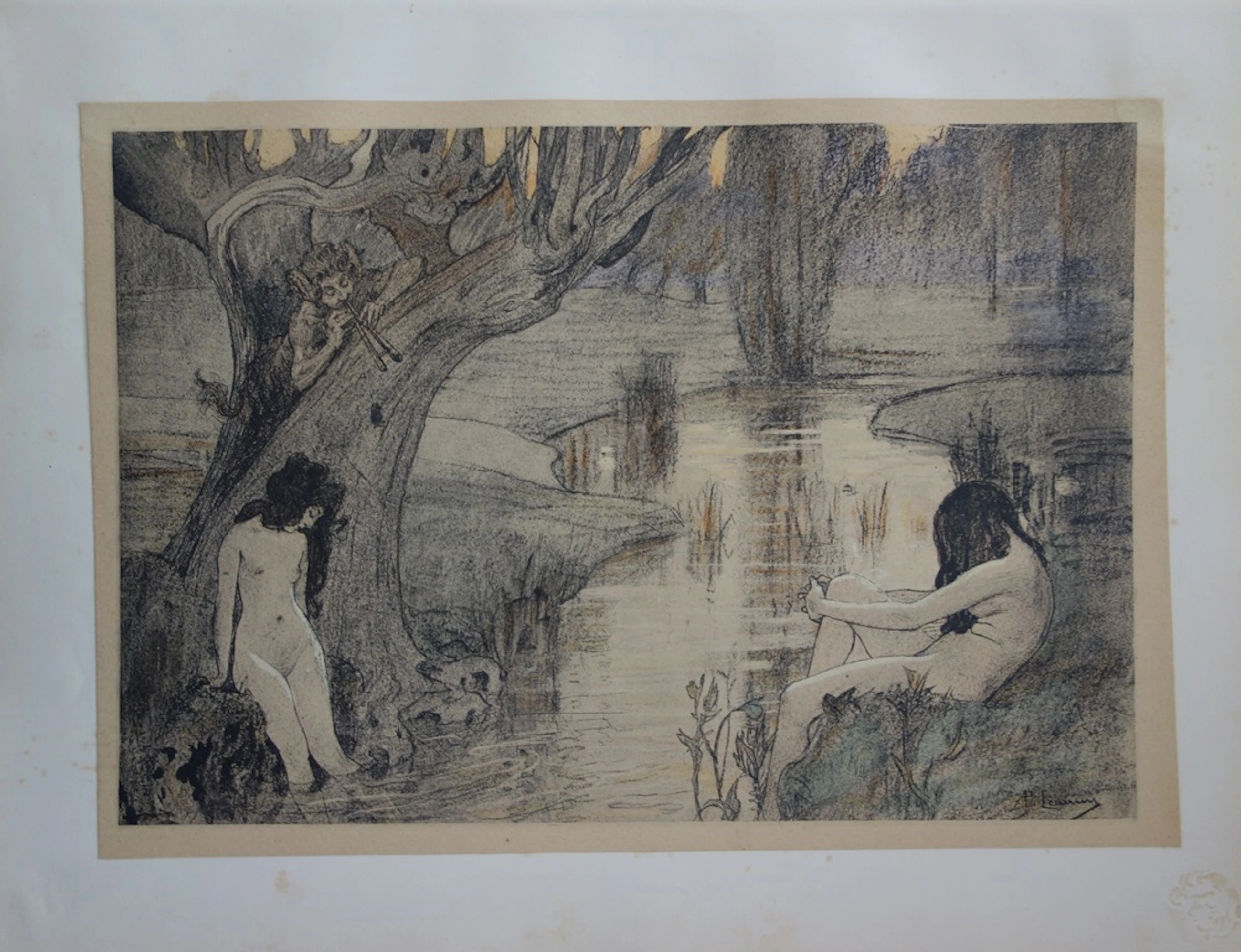 A. Laurens - Le bain des nymphes, 1897 - Lithographie originale signée