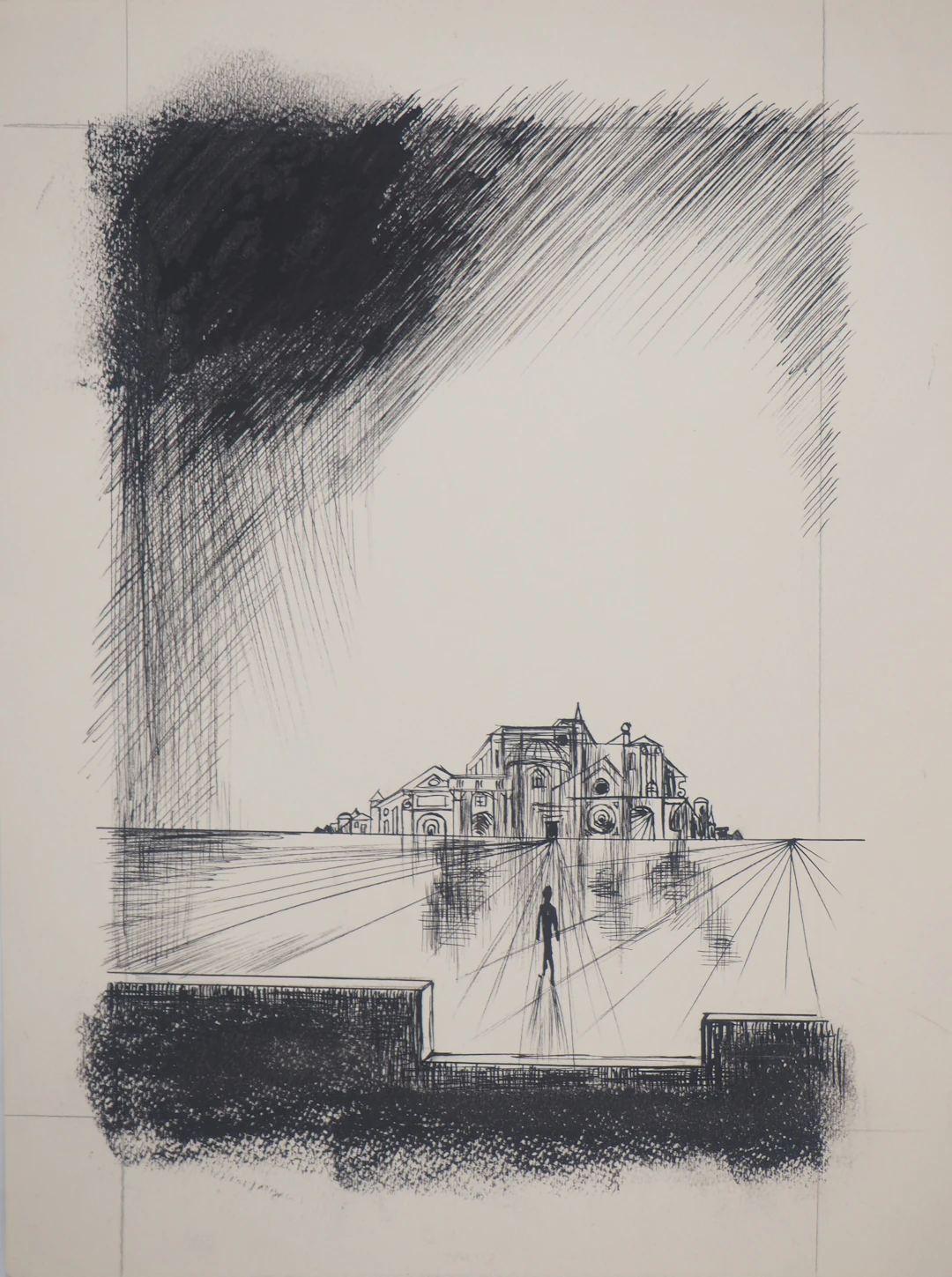 Louis James - Homme seul et son palais - Dessin original