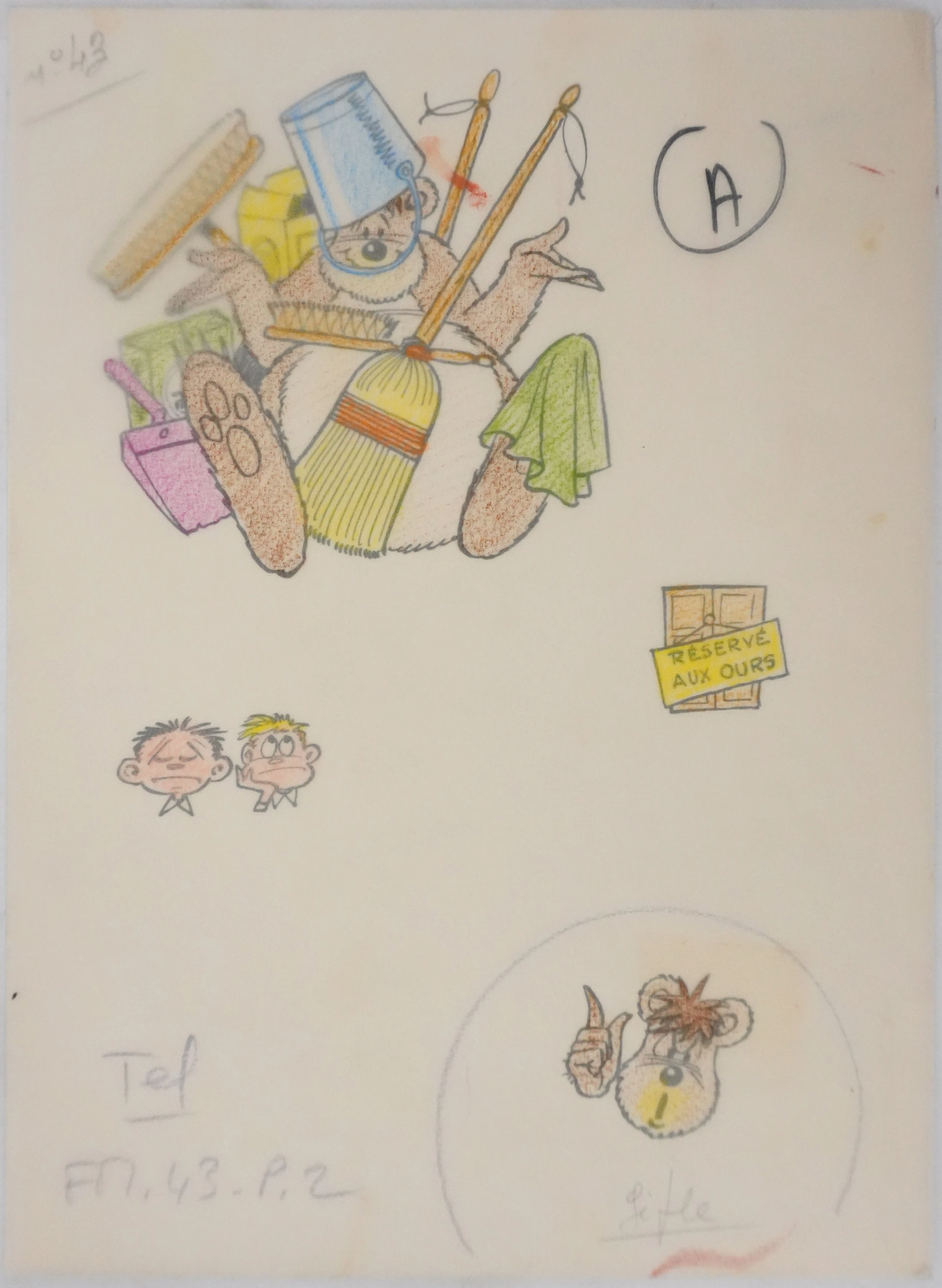 Roger BUSSEMEY : Nestor fait le ménage, Dessin original