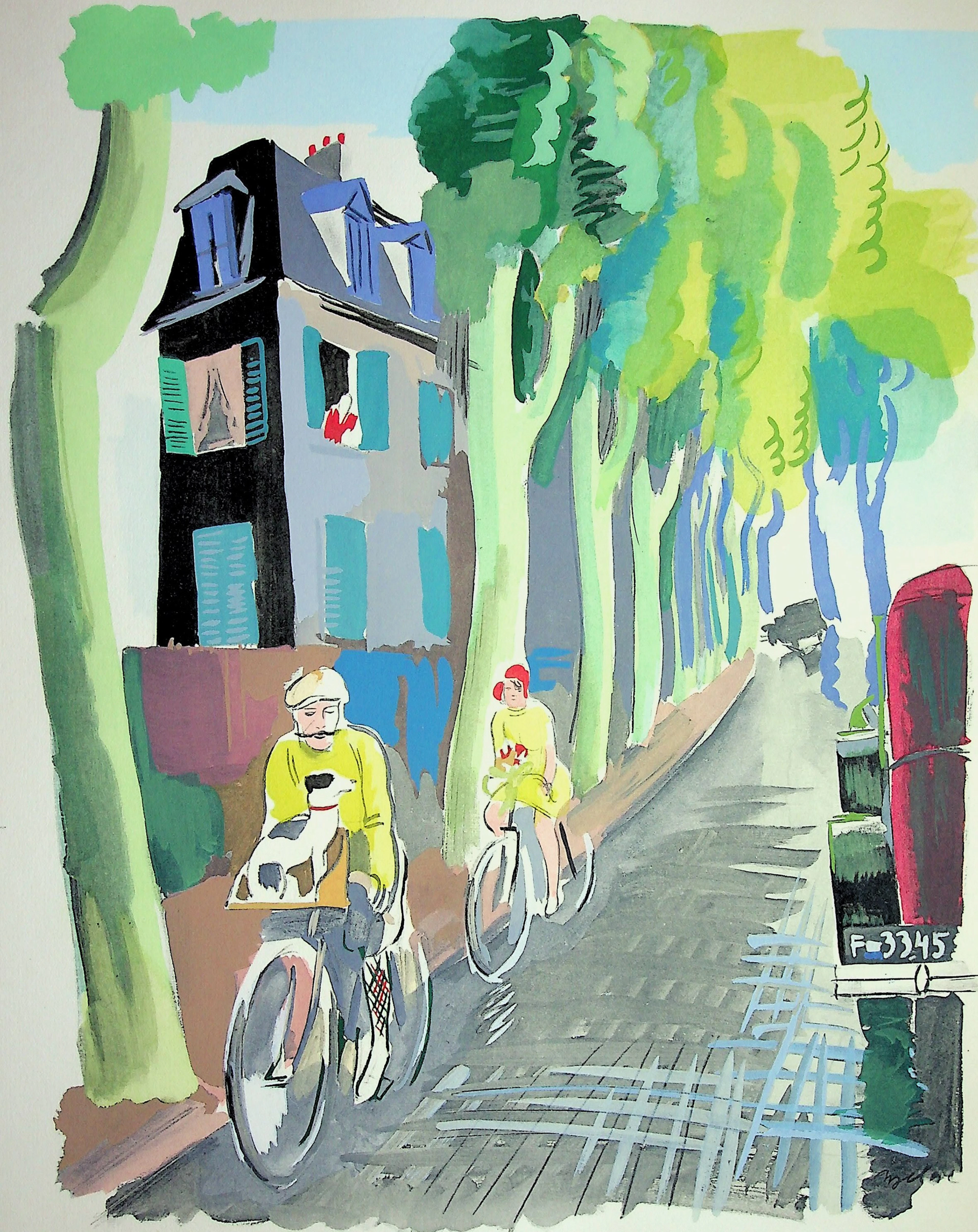 Milivoj UZELAC - Vélo, les cyclistes - Lithographie originale signée