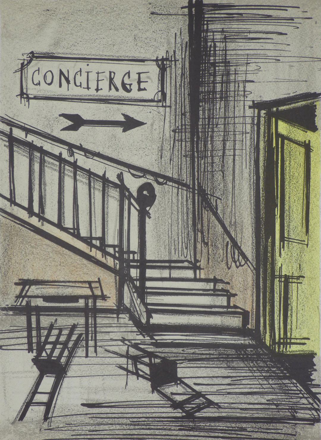 Bernard BUFFET : Concierge, Lithographie originale