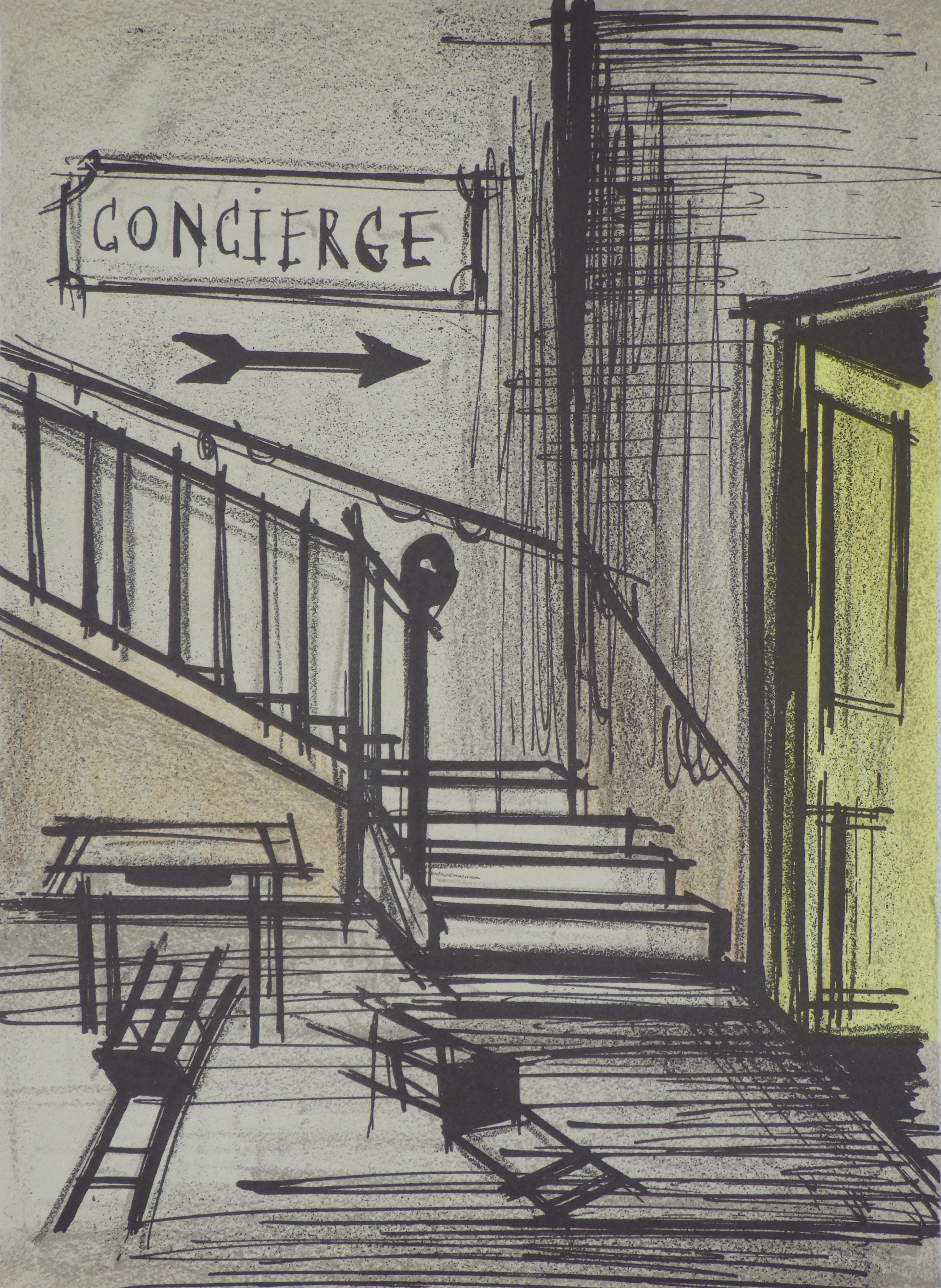 Bernard BUFFET : Concierge, Lithographie originale