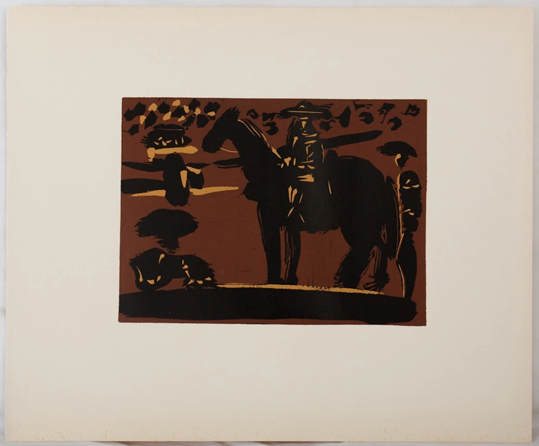 Pablo PICASSO : Picador entrant dans l'arène, Linogravure