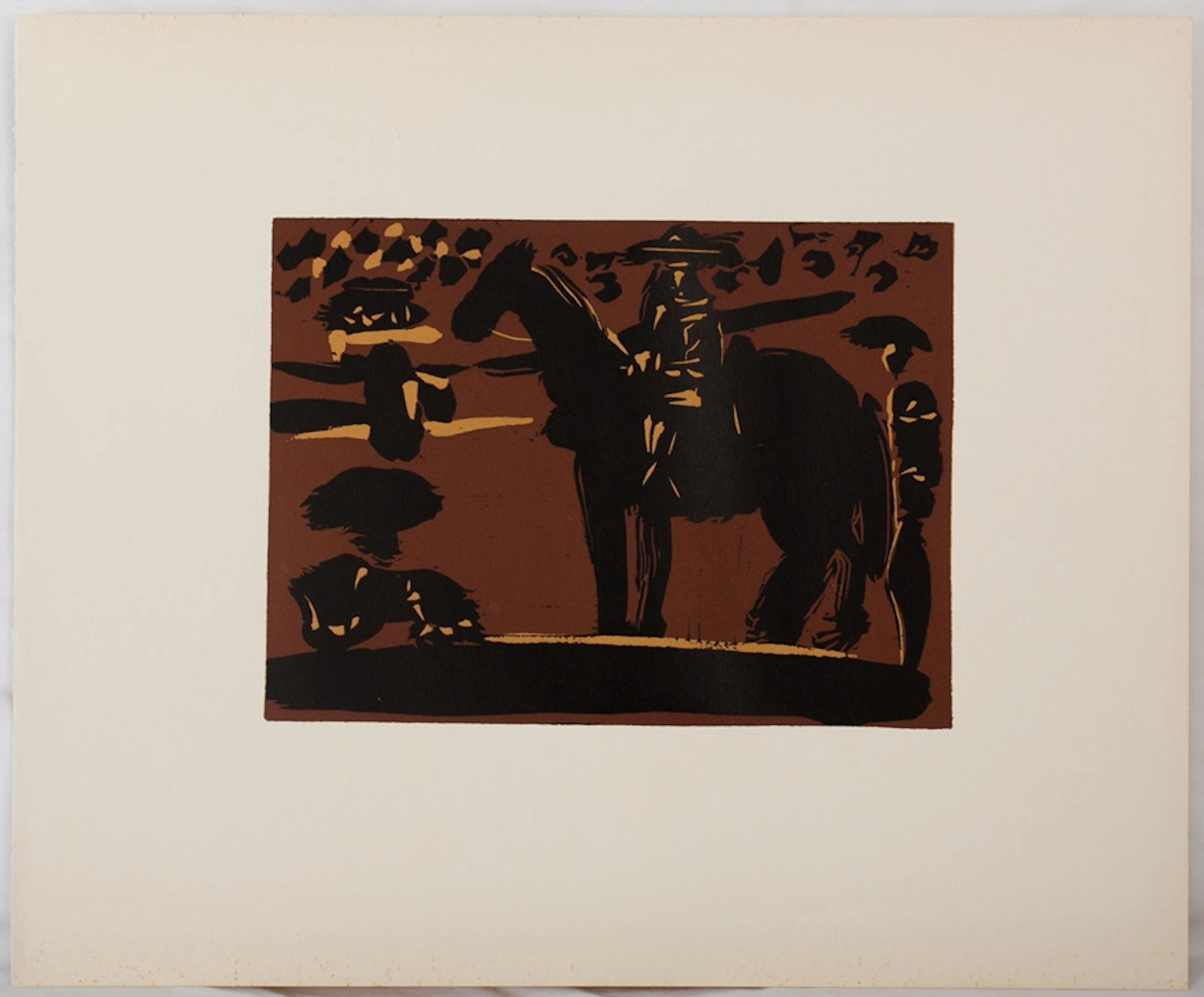 Pablo PICASSO : Picador entrant dans l'arène, Linogravure