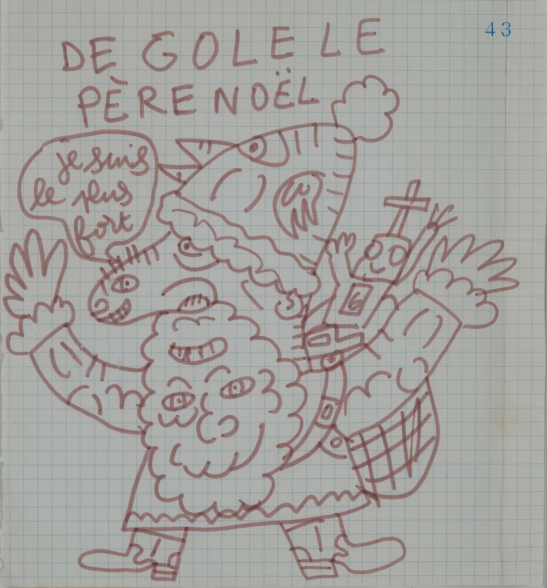 Robert Combas - De Gole le père Noel - 1994 - Dessin signé -