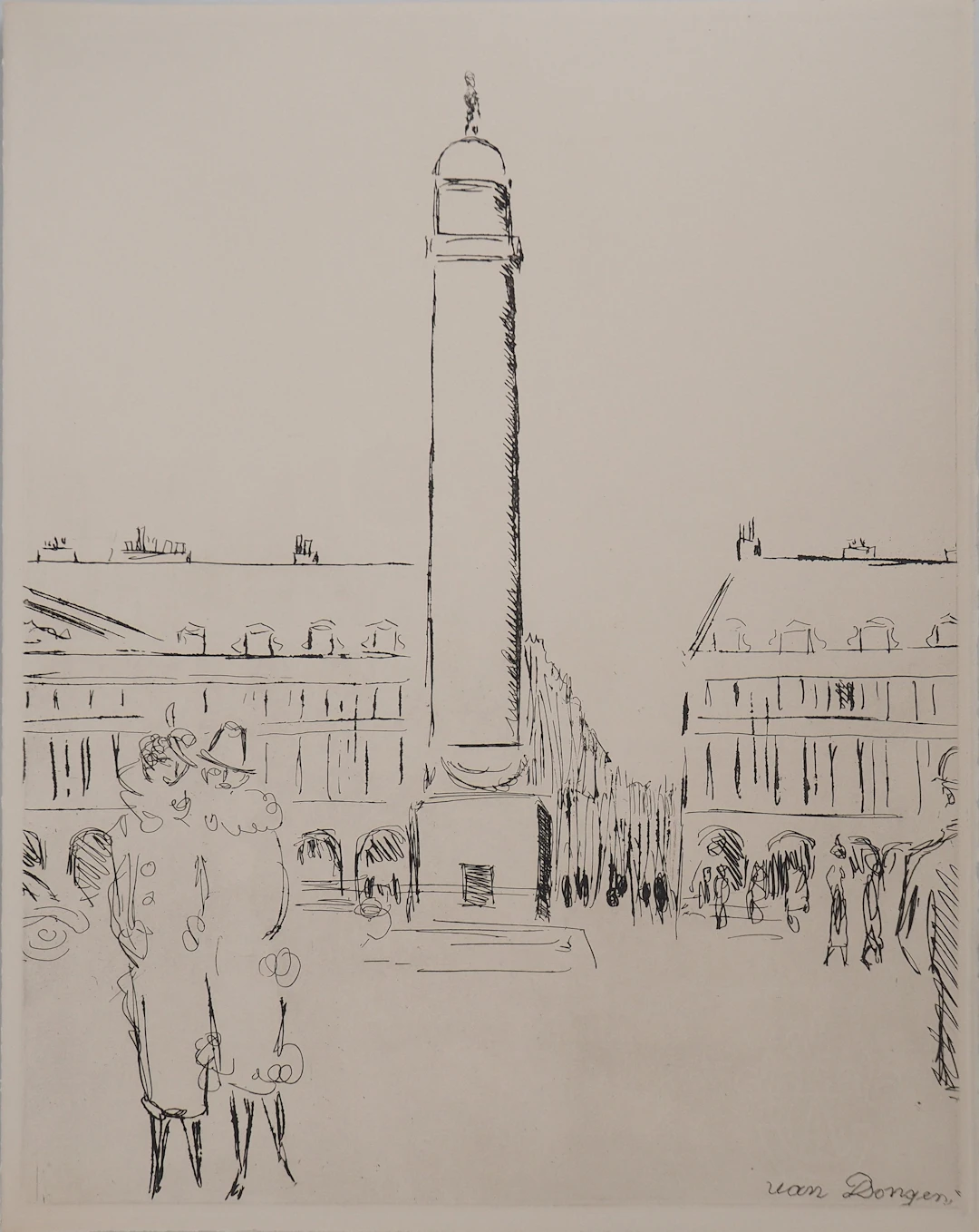 Kees VAN DONGEN : Place Vendôme, Gravure originale signée