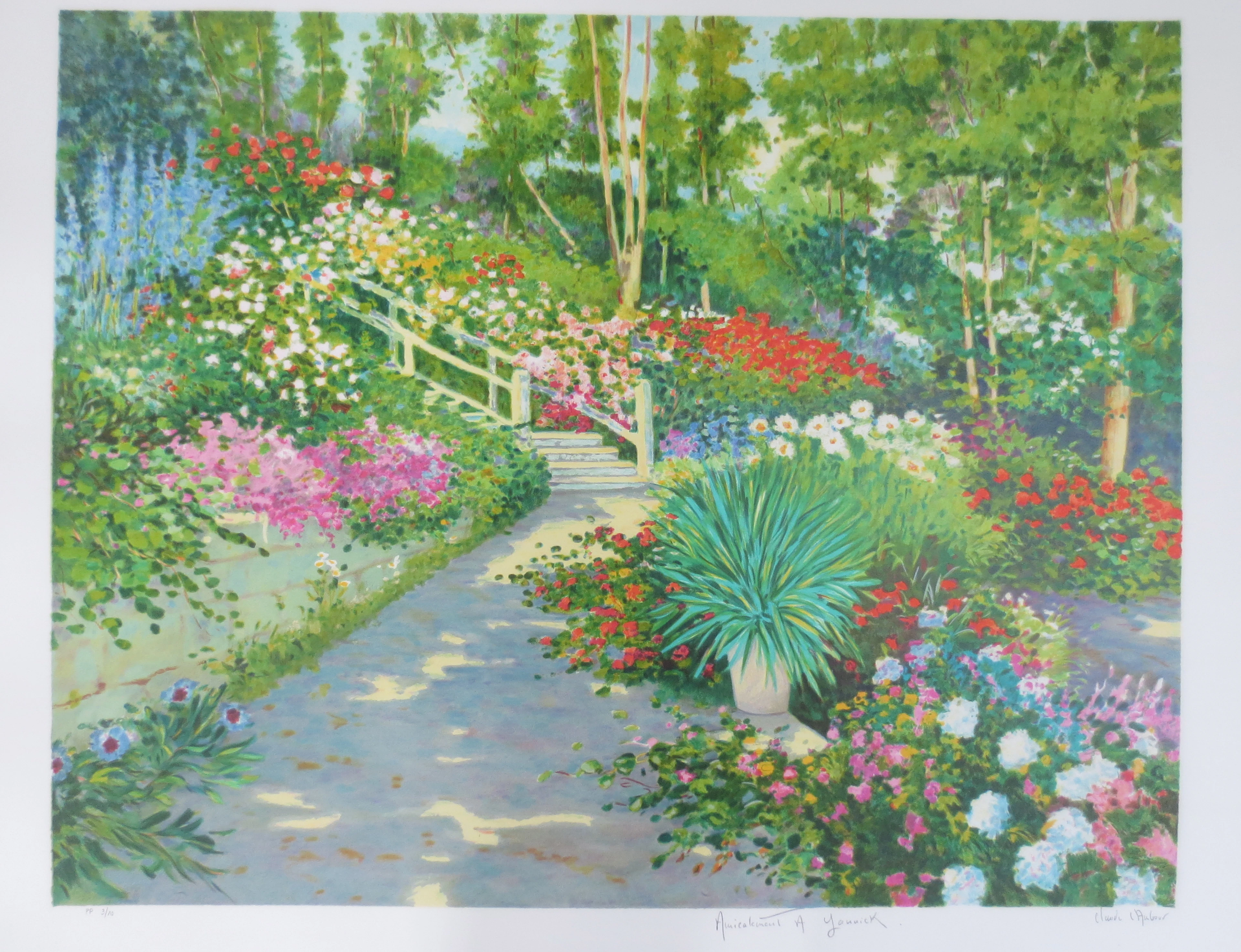 Claude CAMBOUR - L’escalier fleuri - Lithographie signée au crayon