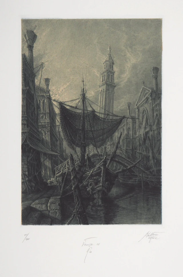 Jean Michel MATHIEUX-MARIE: Venise, la ville sur l’eau - Gravure originale