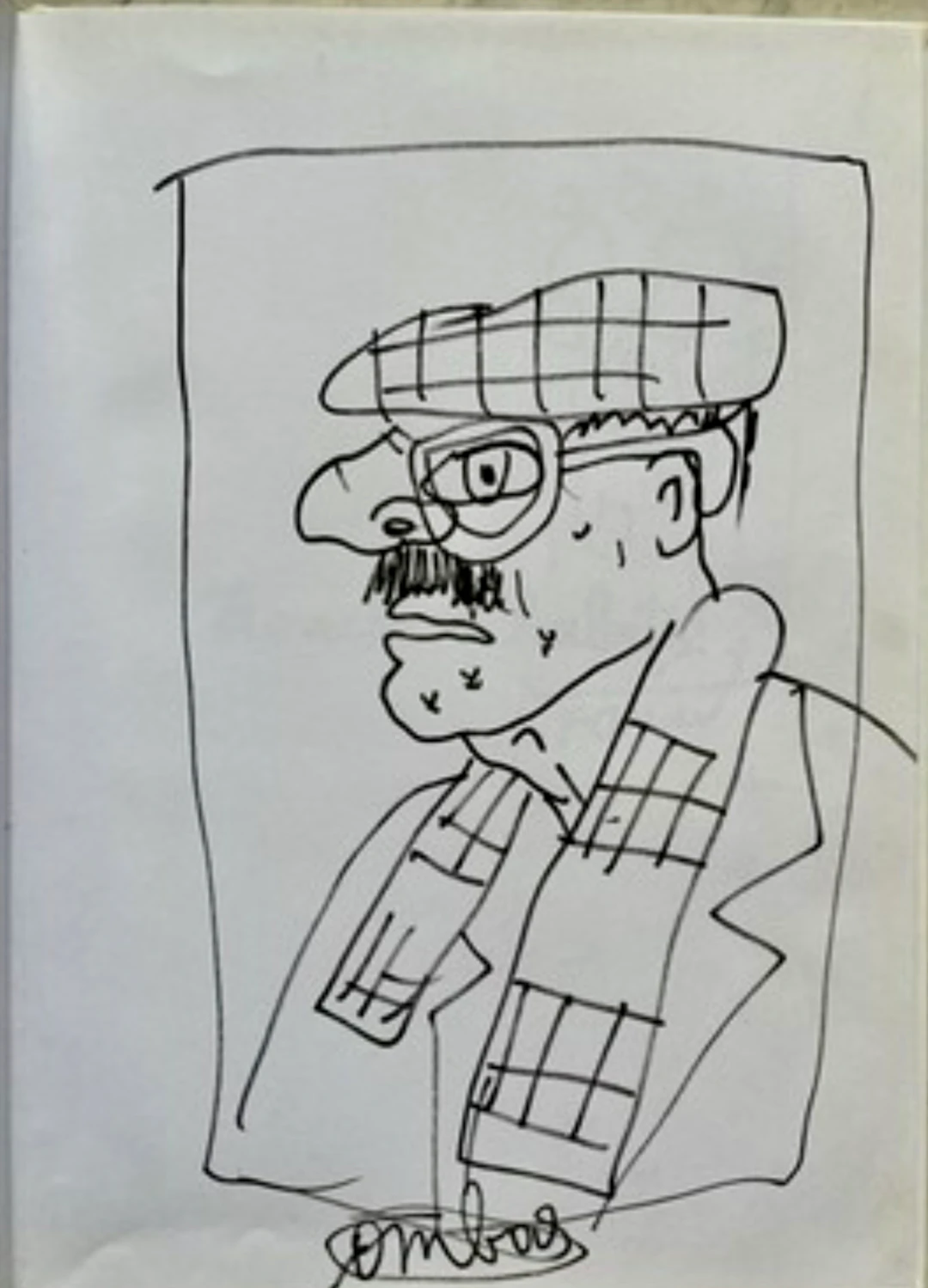 Robert Combas - Profil - dessin dédicace sur papier - 2000- Signée