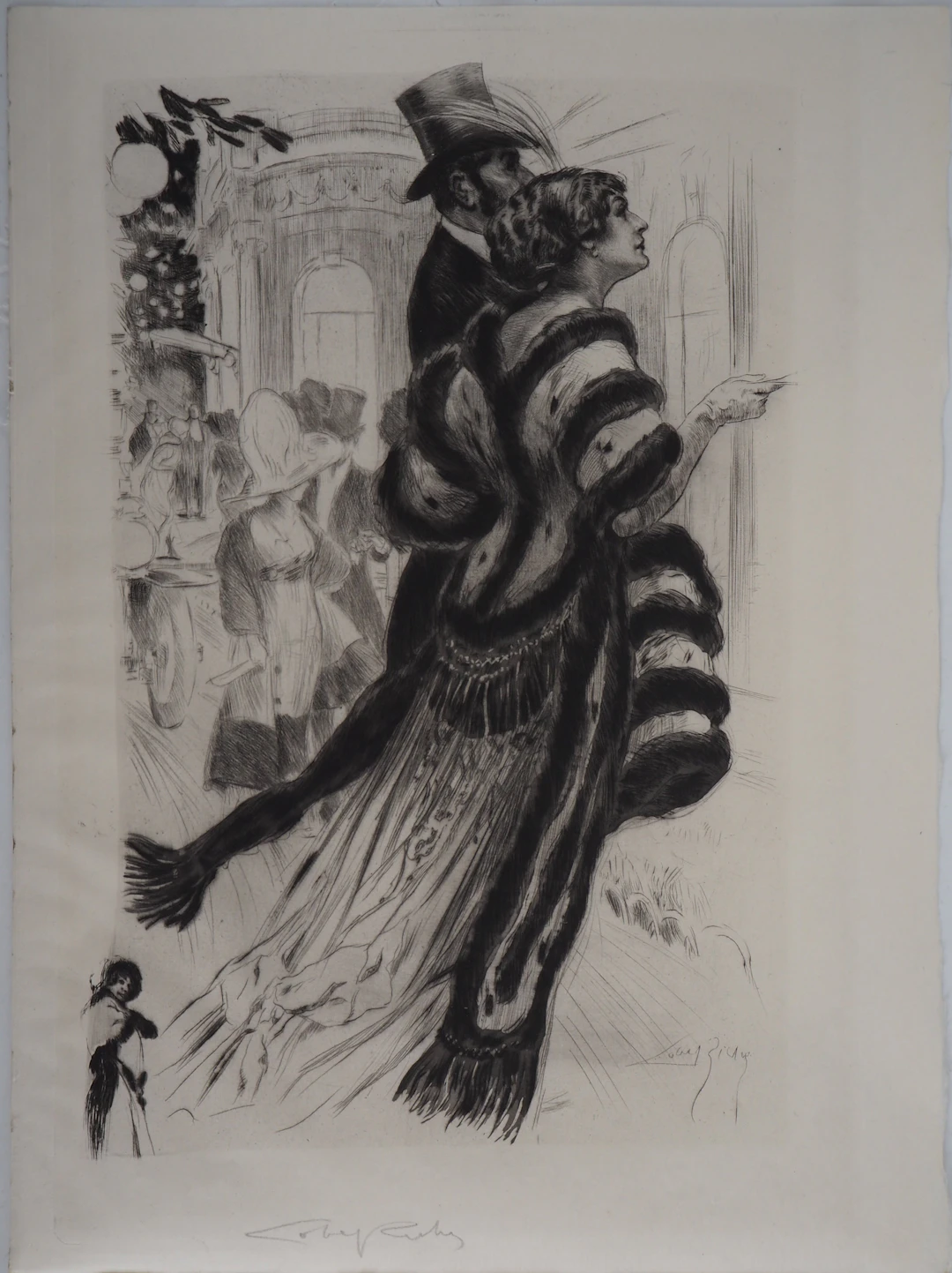 Alméry LOBEL-RICHE : Le couple élégant - Gravure Originale Signée