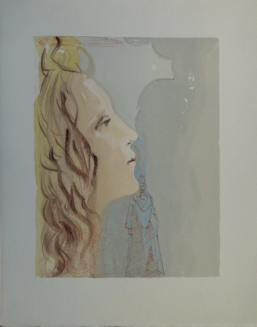Salvador DALI : La plus grande beauté de Béatrice, Bois gravé original