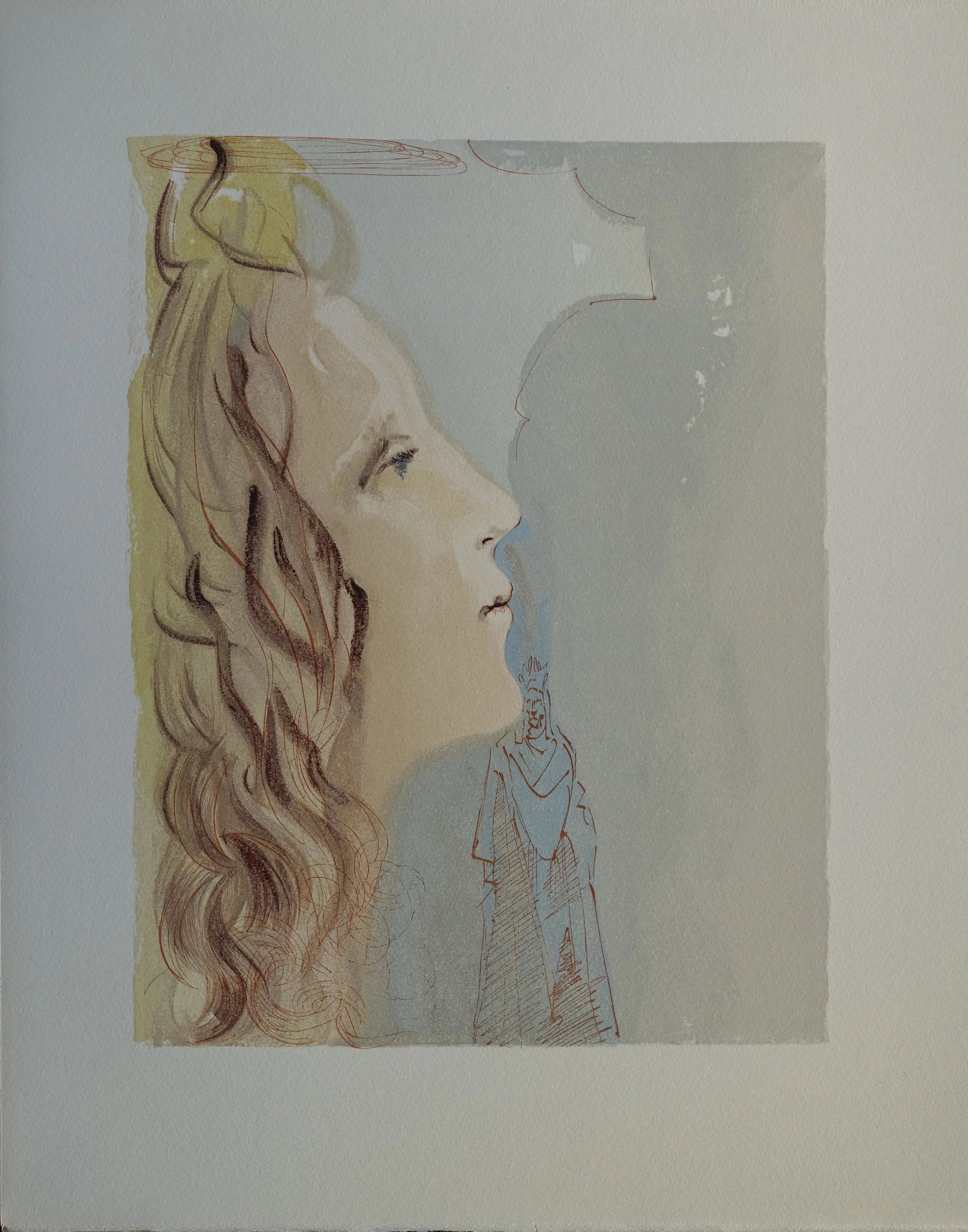 Salvador DALI : La plus grande beauté de Béatrice, Bois gravé original