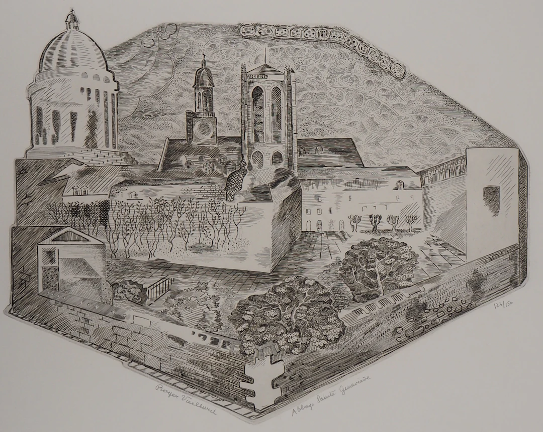 Roger Vieillard - Paris : Abbaye Sainte-Geneviève - Gravure originale signée