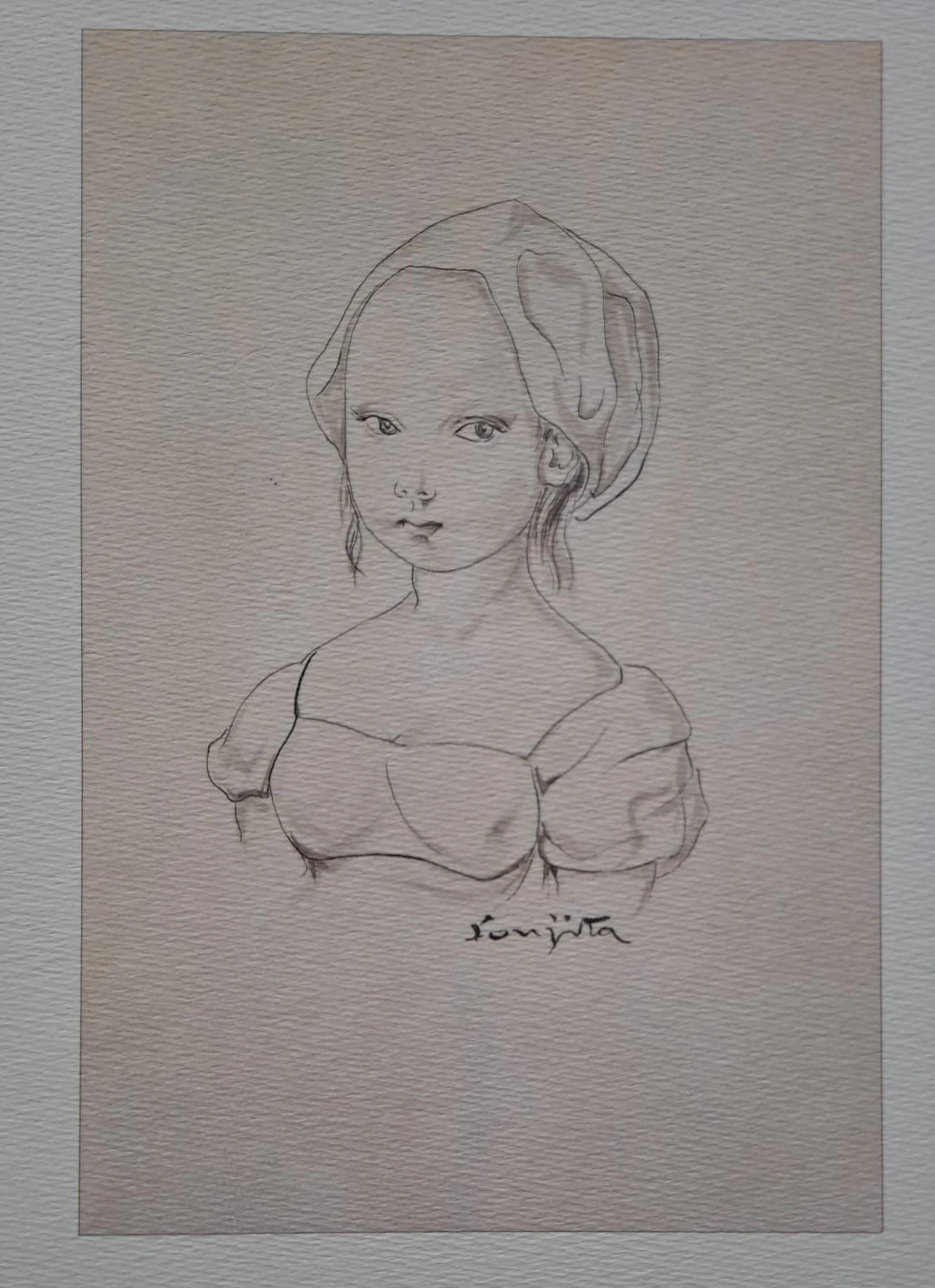 Léonard Foujita (d’après) - Fillette - Impression d’art, signée