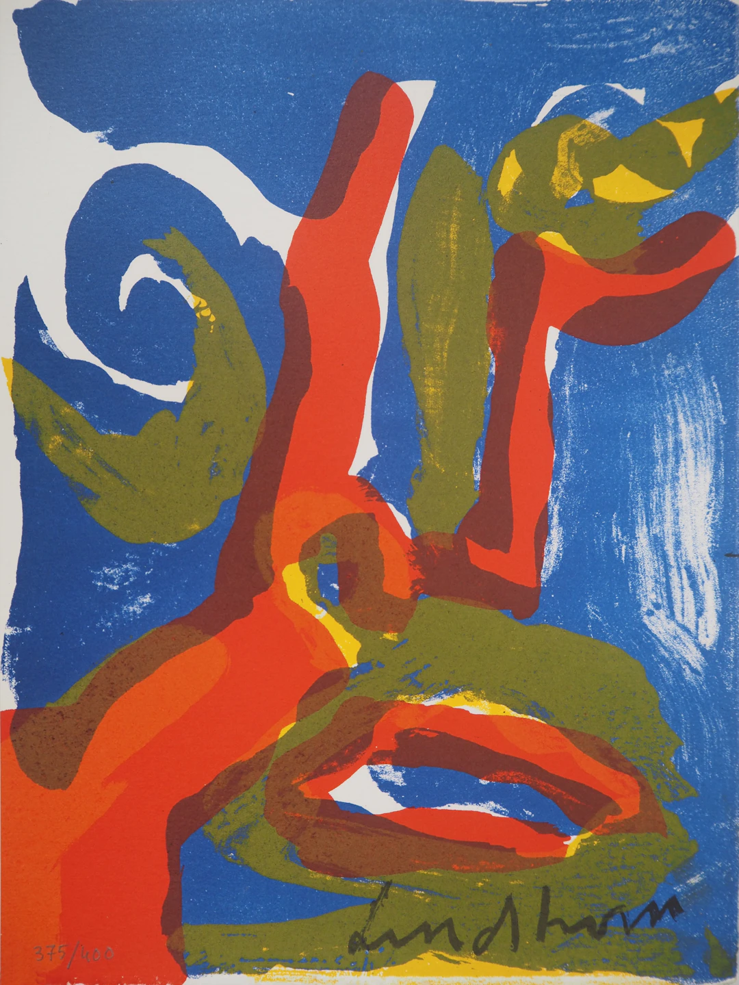 Bengt Lindström - Visage bleu - Lithographie originale, signée