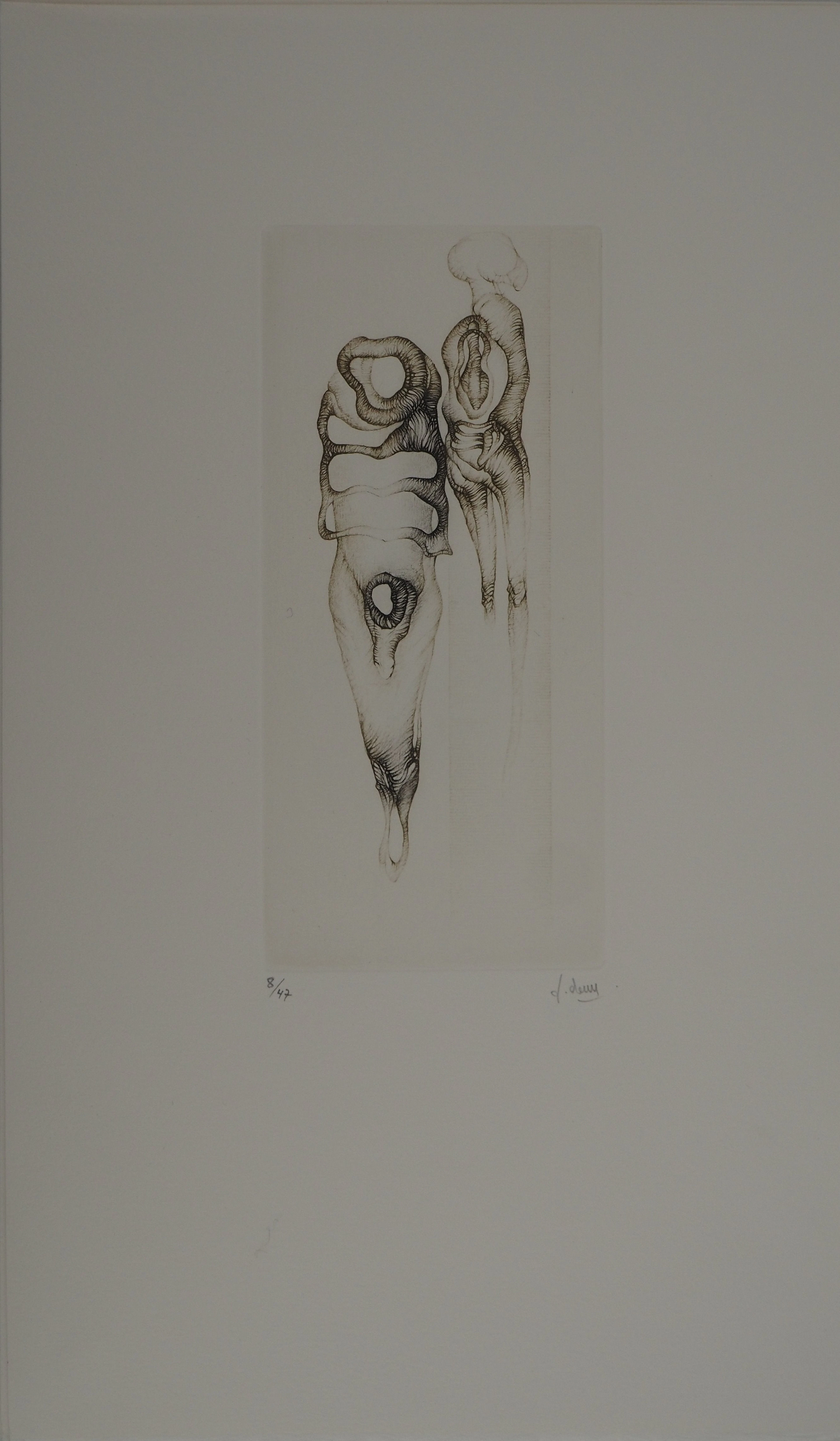 Fred DEUX : Les corps enracinés, Gravure originale signée