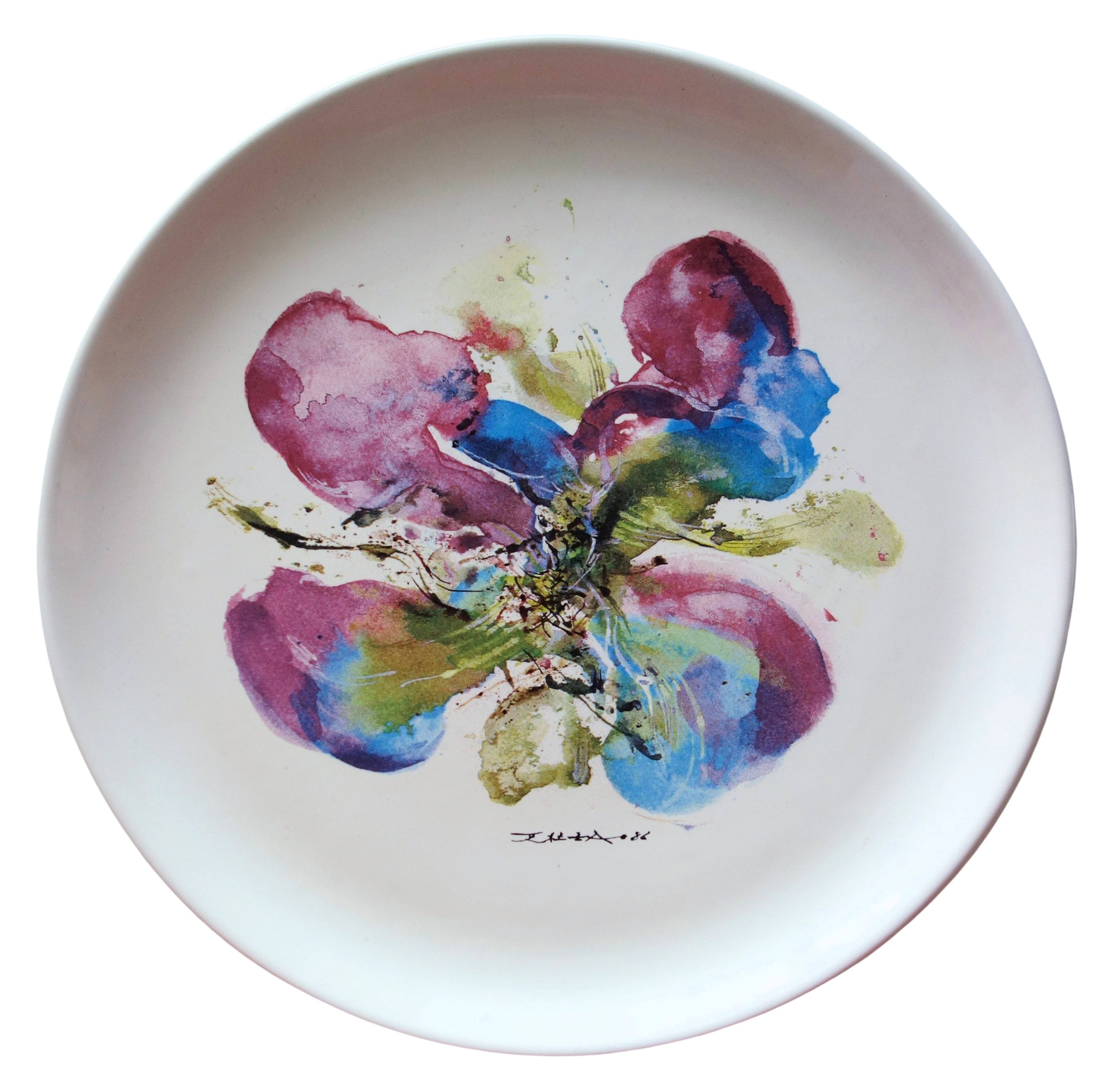 ZAO Wou-Ki - Orchidée, 1986 - Sérigraphie sur Porcelaine signée