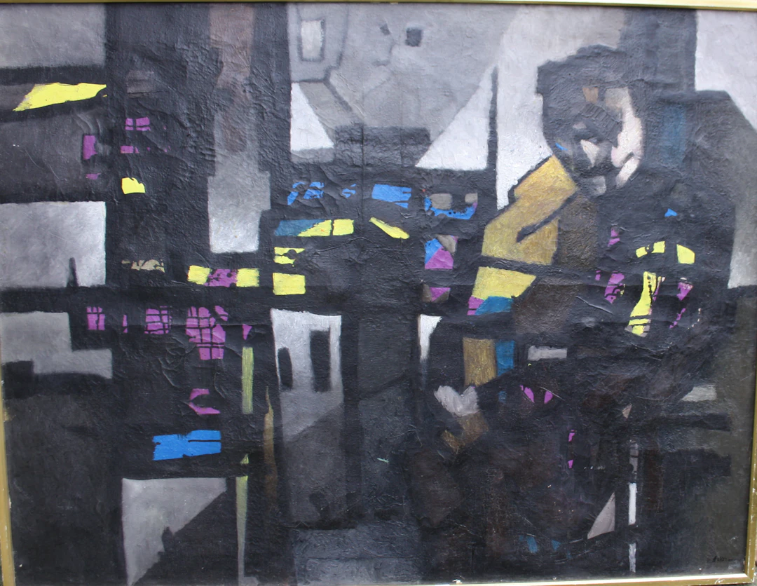 Paul ACKERMANN, composition abstraite huile sur toile circa 1950
