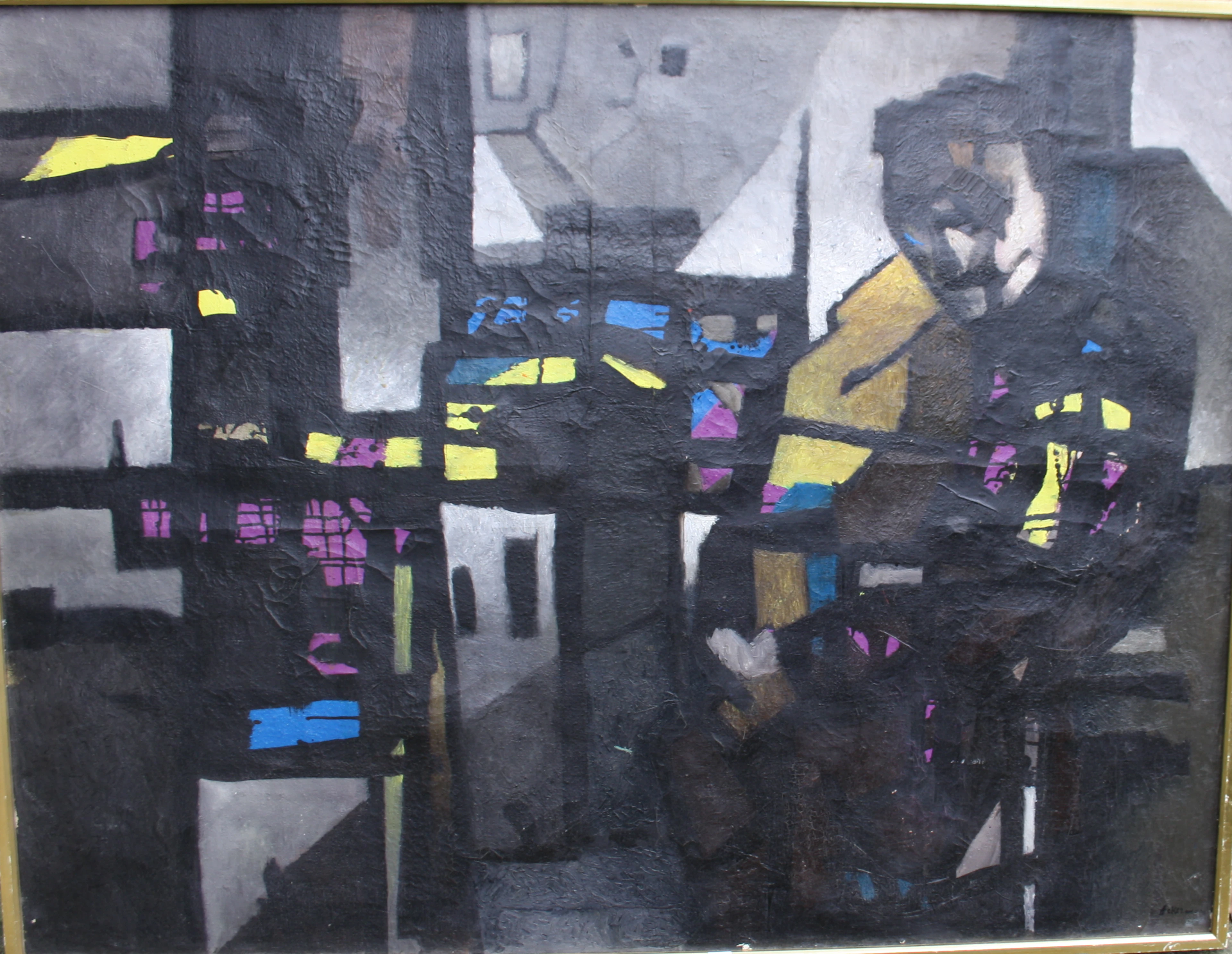 Paul ACKERMANN, composition abstraite huile sur toile circa 1950