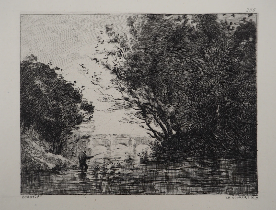JB Camille COROT (d’après) - Bords de rivière, 1873 - Gravure