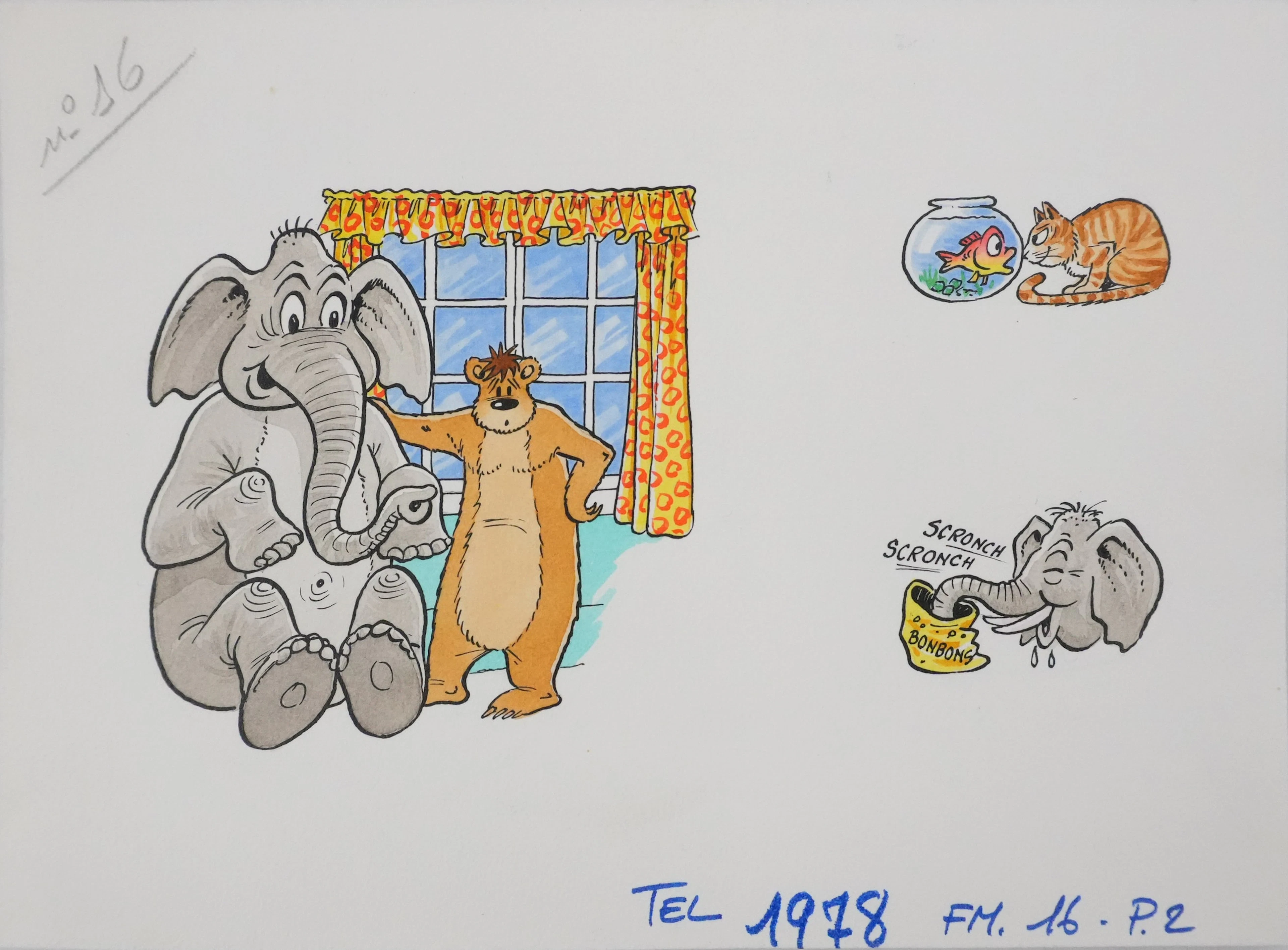 Roger BUSSEMEY : Nestor et son ami l'éléphant, Aquarelle originale
