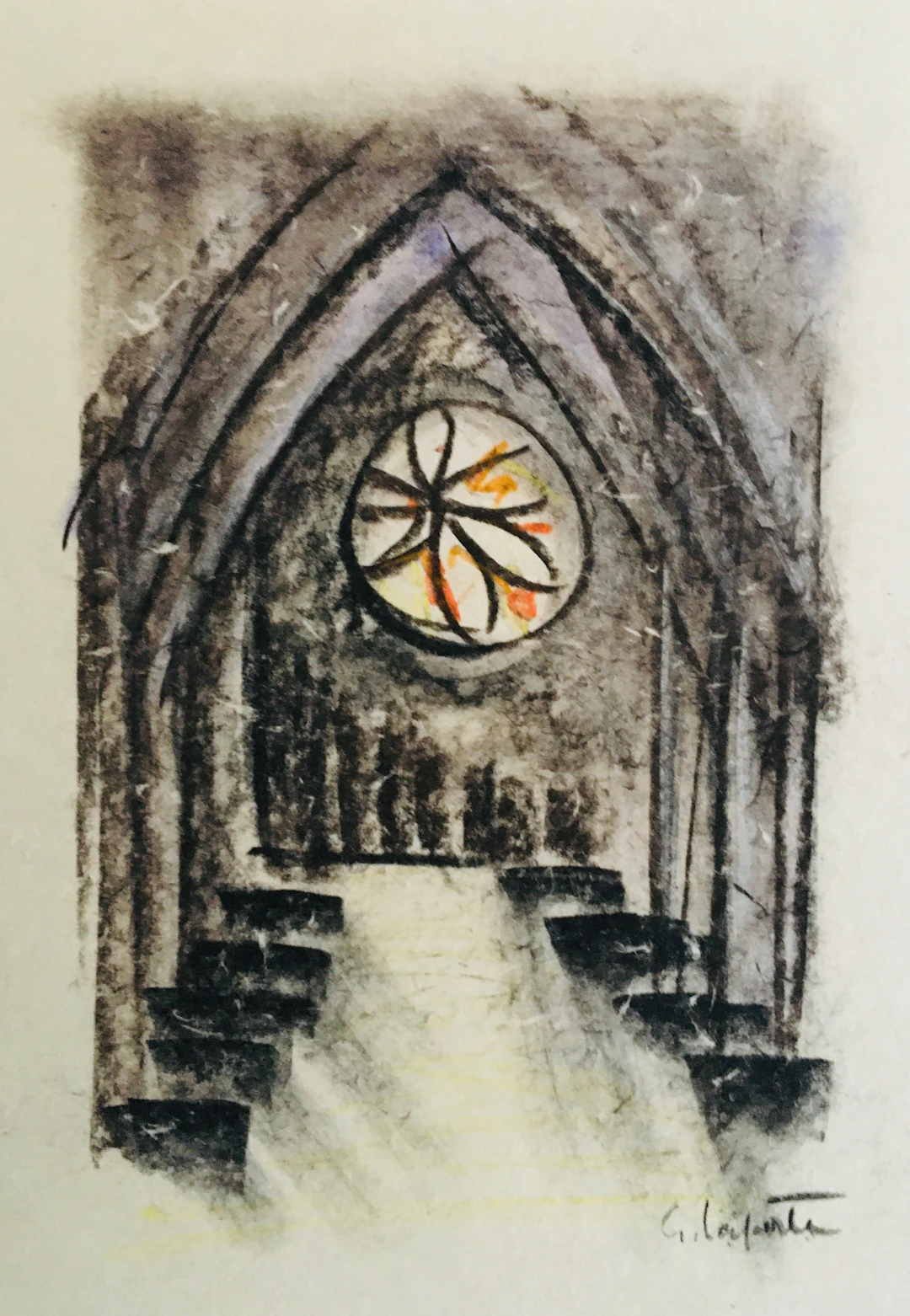 Georges LAPORTE - Rosace, 1969 - Pastel original signé