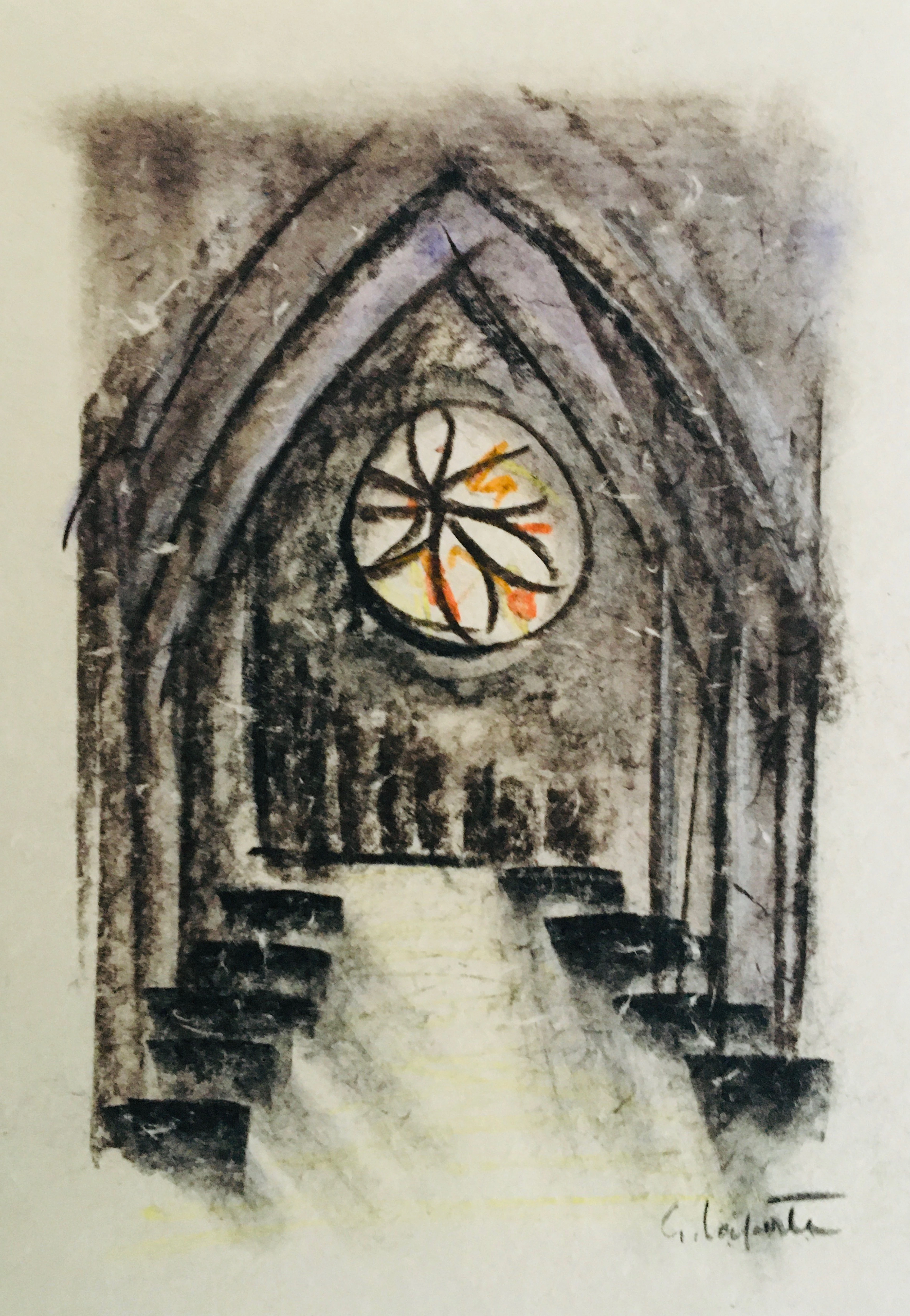 Georges LAPORTE - Rosace, 1969 - Pastel original signé