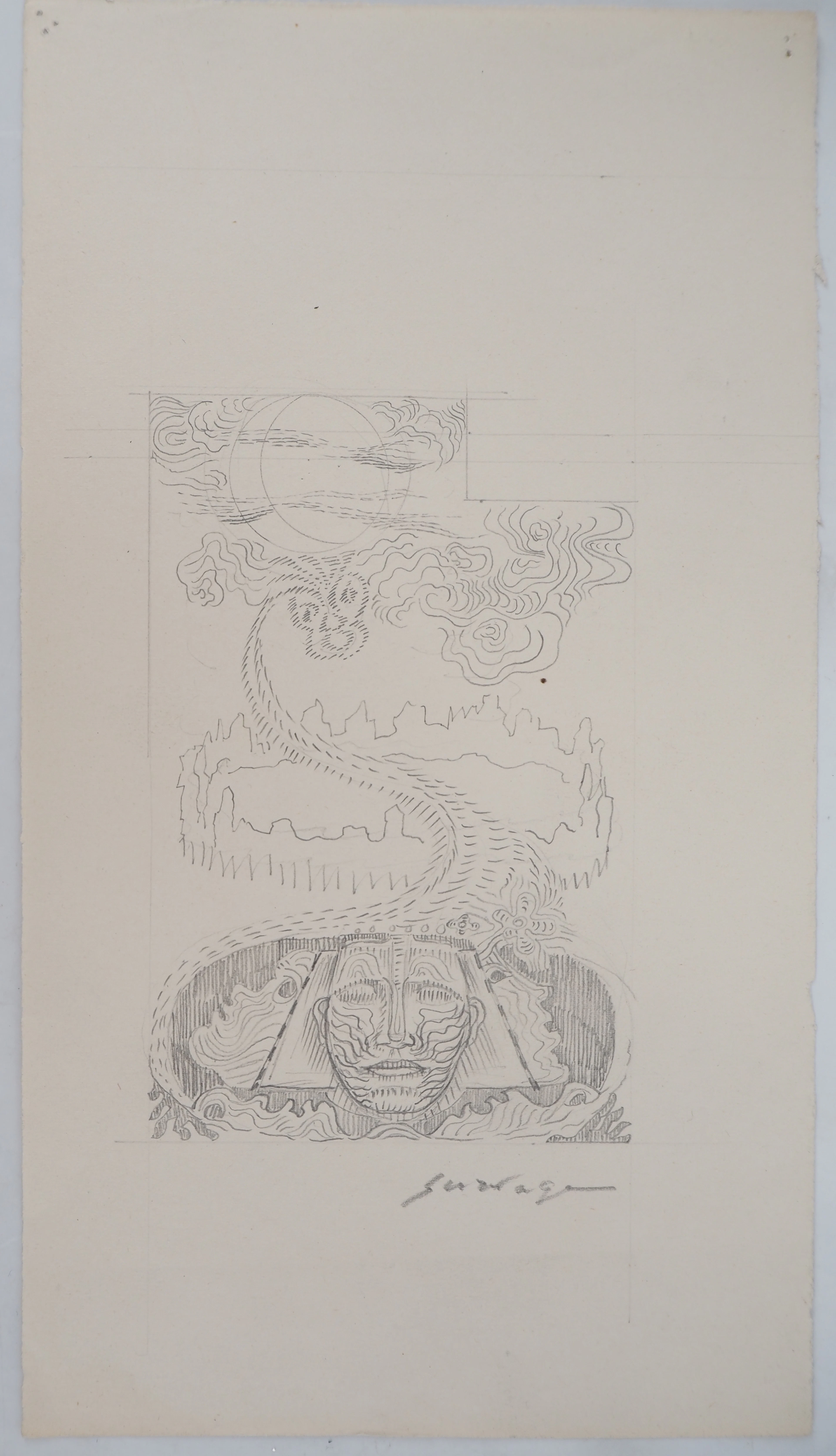 Léopold SURVAGE - La Grande Muraille allégorique - Dessin original, Signé