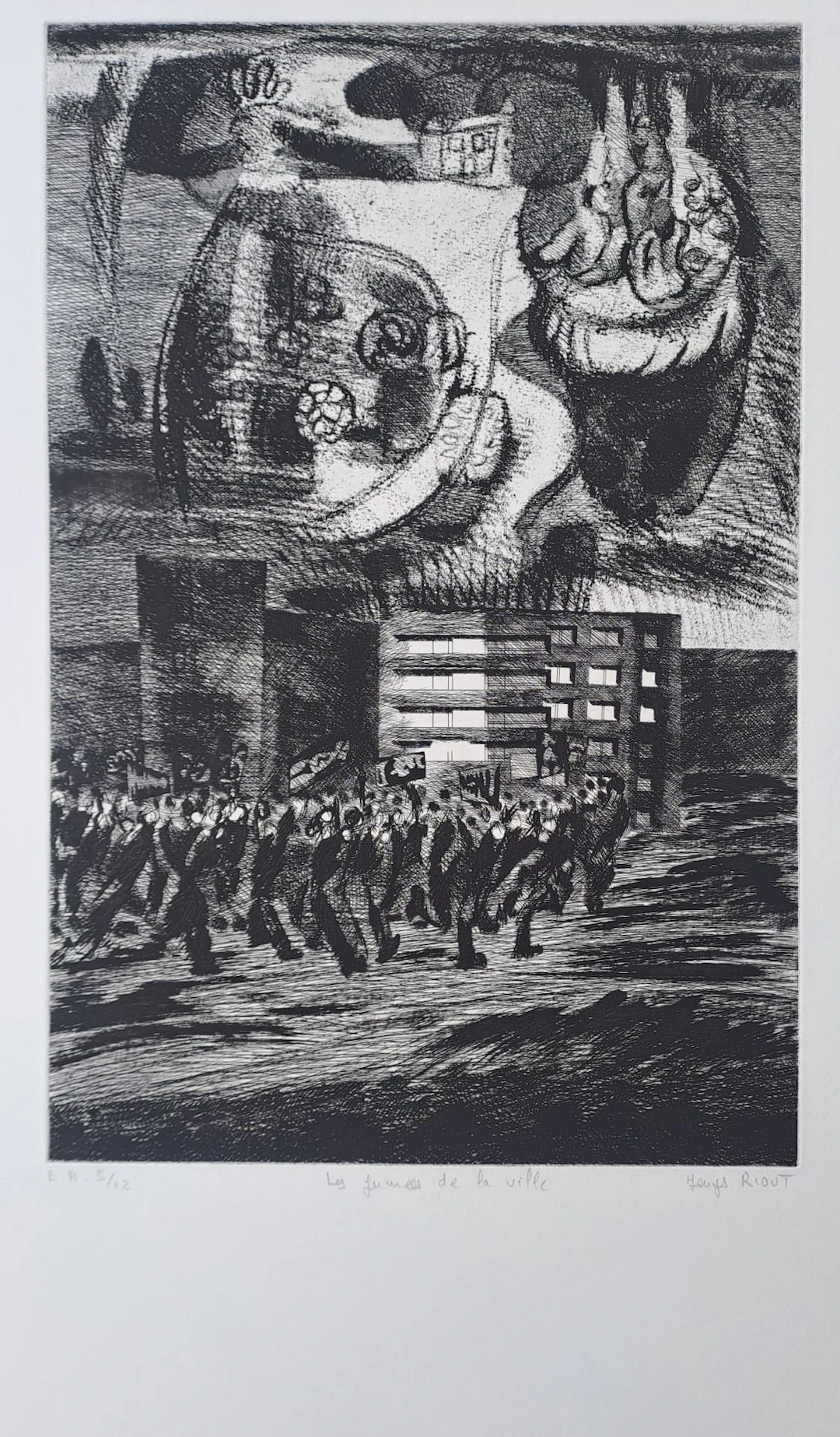 Janys Riout - Les fumées de la ville - Lithographie, signée et numérotée